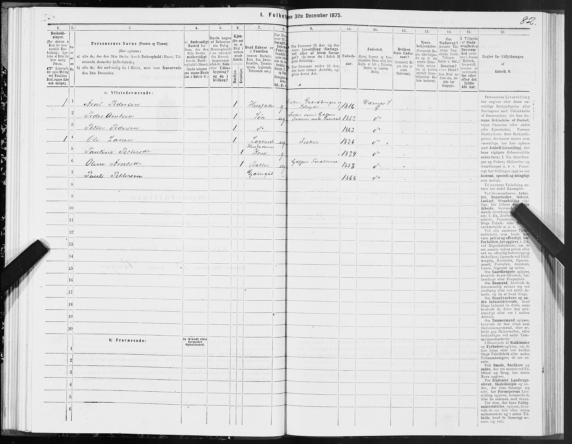 SAT, 1875 census for 1621P Ørland, 1875, p. 2082