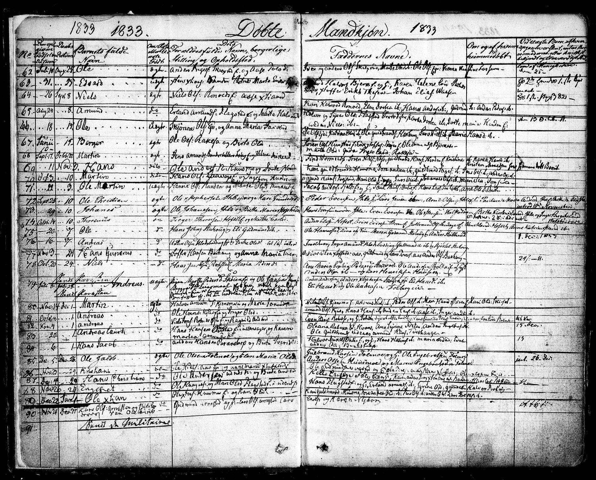 Nes prestekontor Kirkebøker, SAO/A-10410/F/Fa/L0006: Parish register (official) no. I 6, 1833-1845, p. 5b