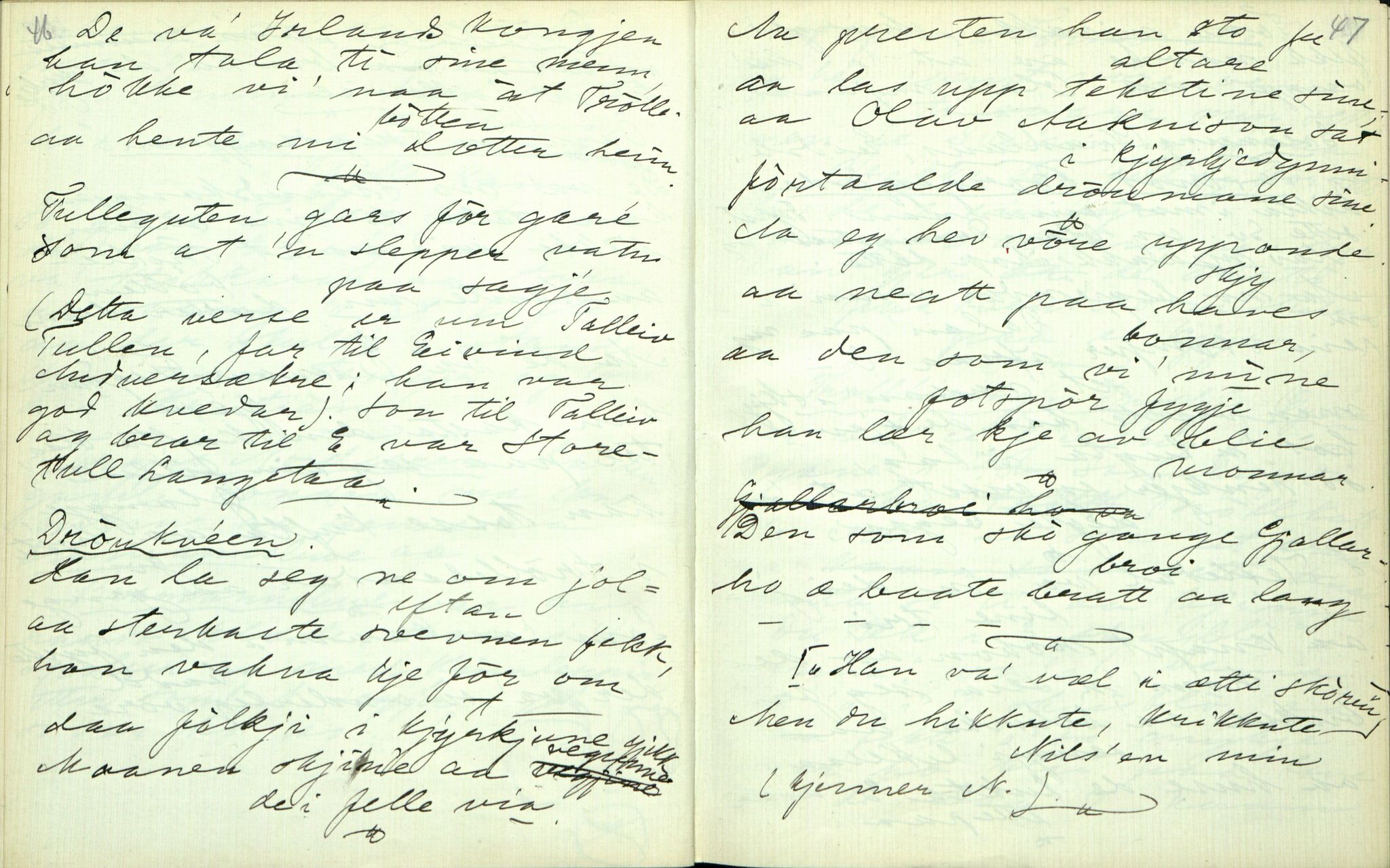 Rikard Berge, TEMU/TGM-A-1003/F/L0003/0004: 061-100 Innholdslister / 64 Segnir og sogur m.m., 1910, p. 46-47