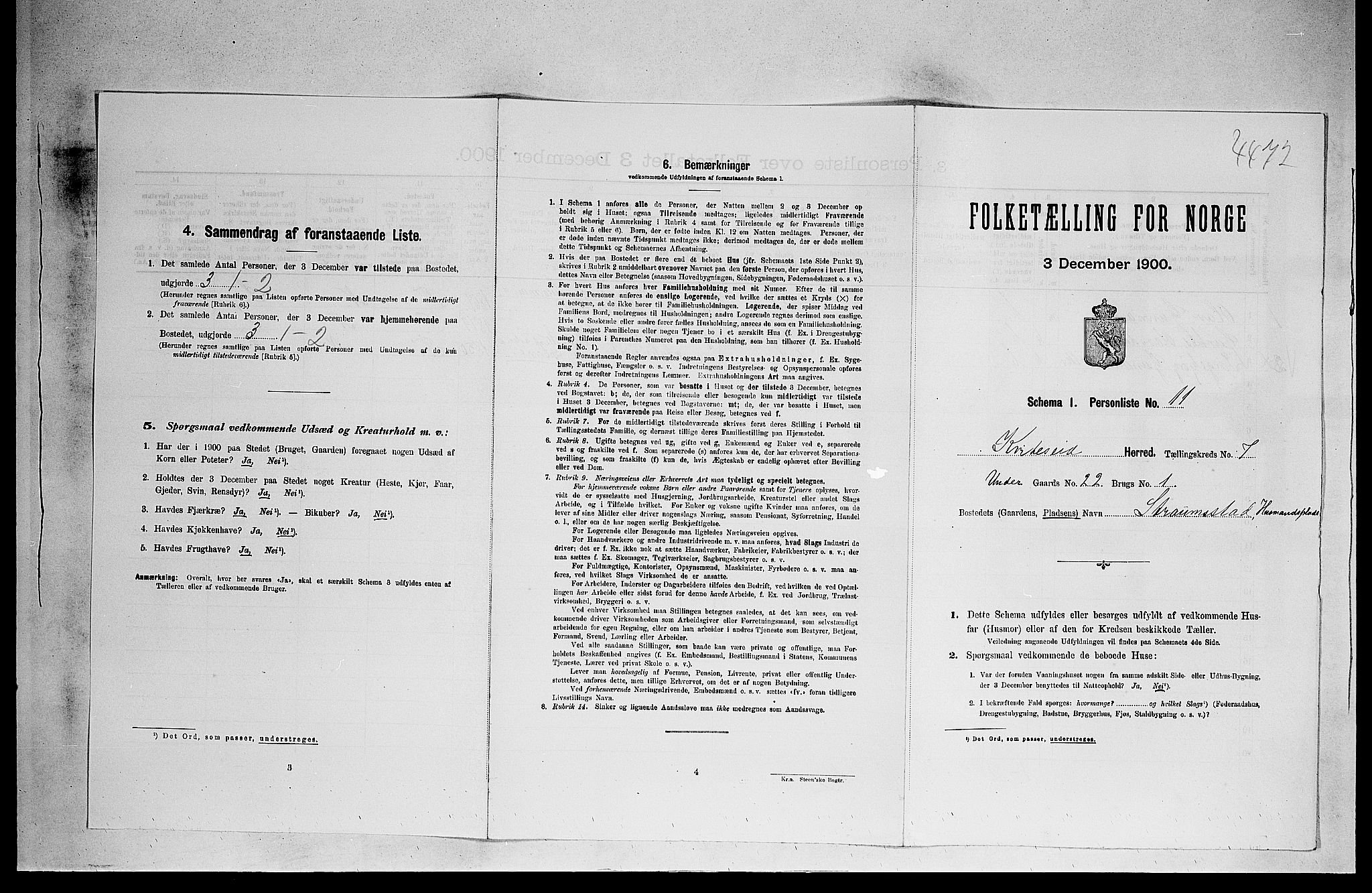 SAKO, 1900 census for Kviteseid, 1900, p. 452