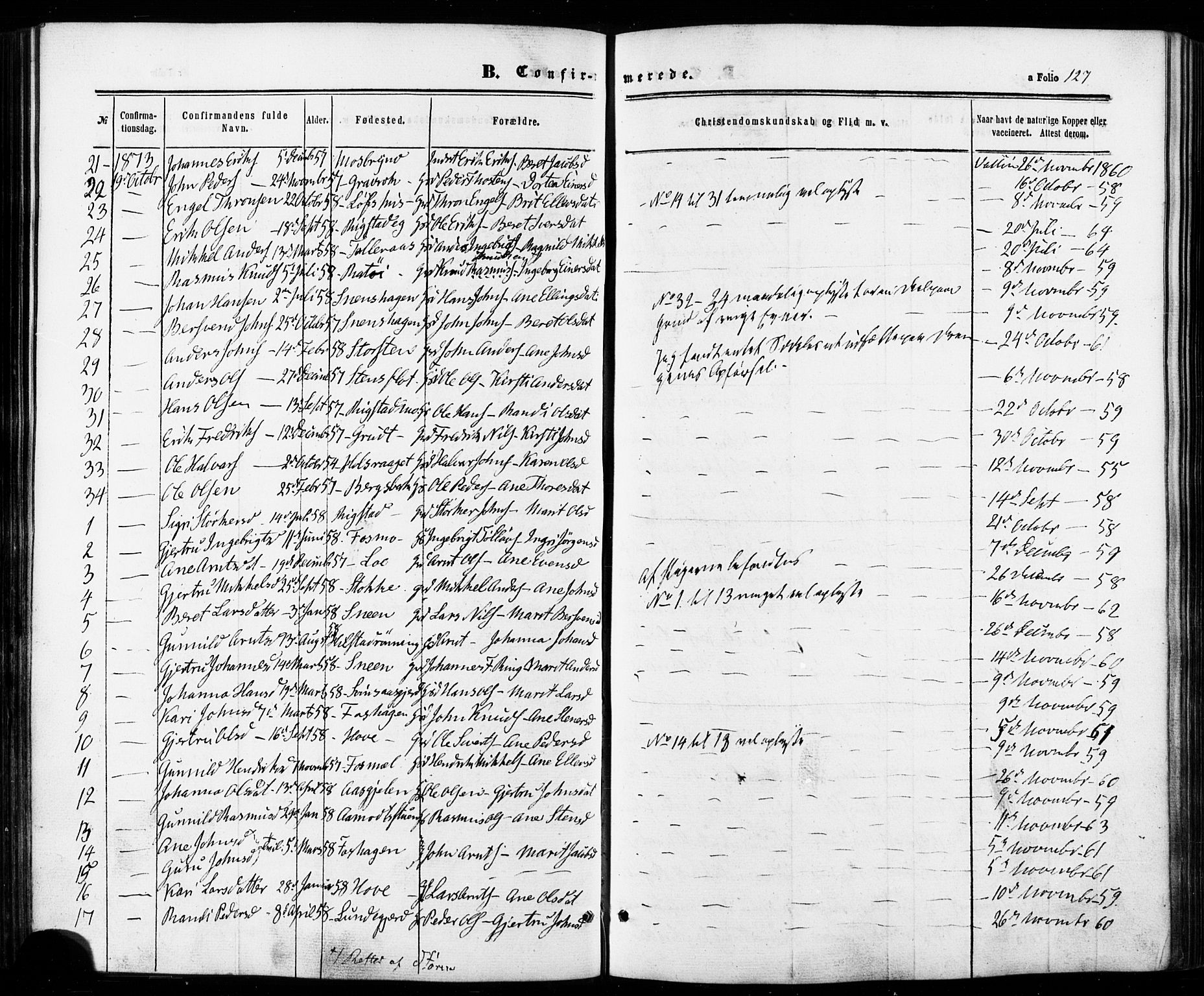 Ministerialprotokoller, klokkerbøker og fødselsregistre - Sør-Trøndelag, SAT/A-1456/672/L0856: Parish register (official) no. 672A08, 1861-1881, p. 127