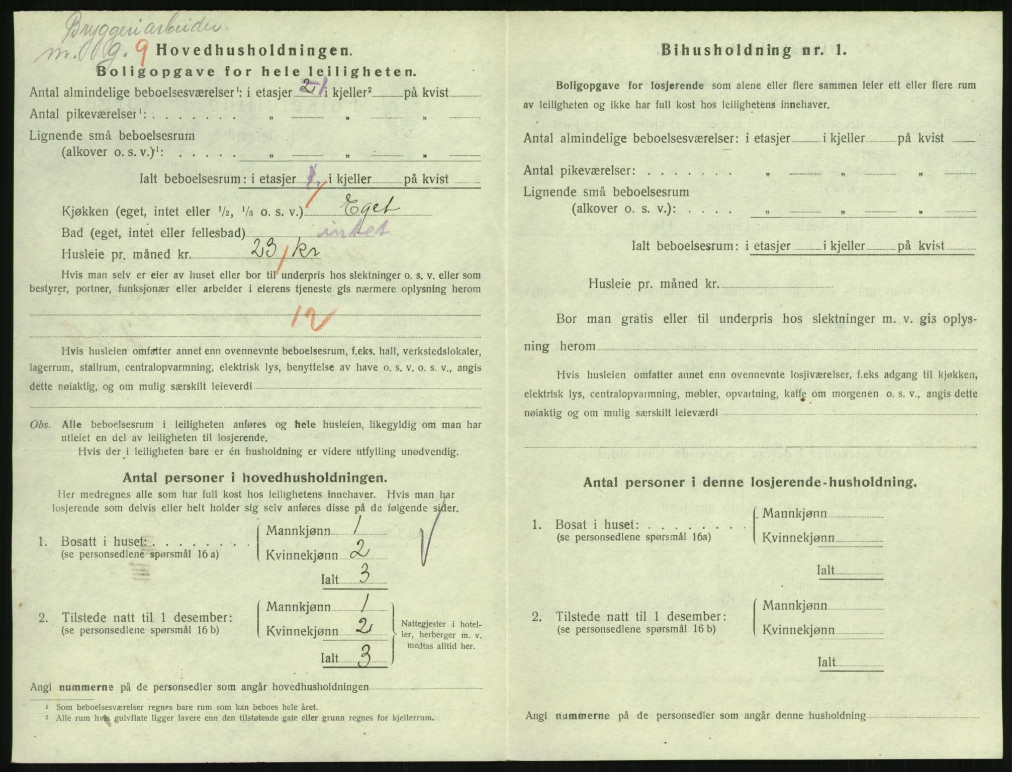 SAH, 1920 census for Lillehammer, 1920, p. 3379