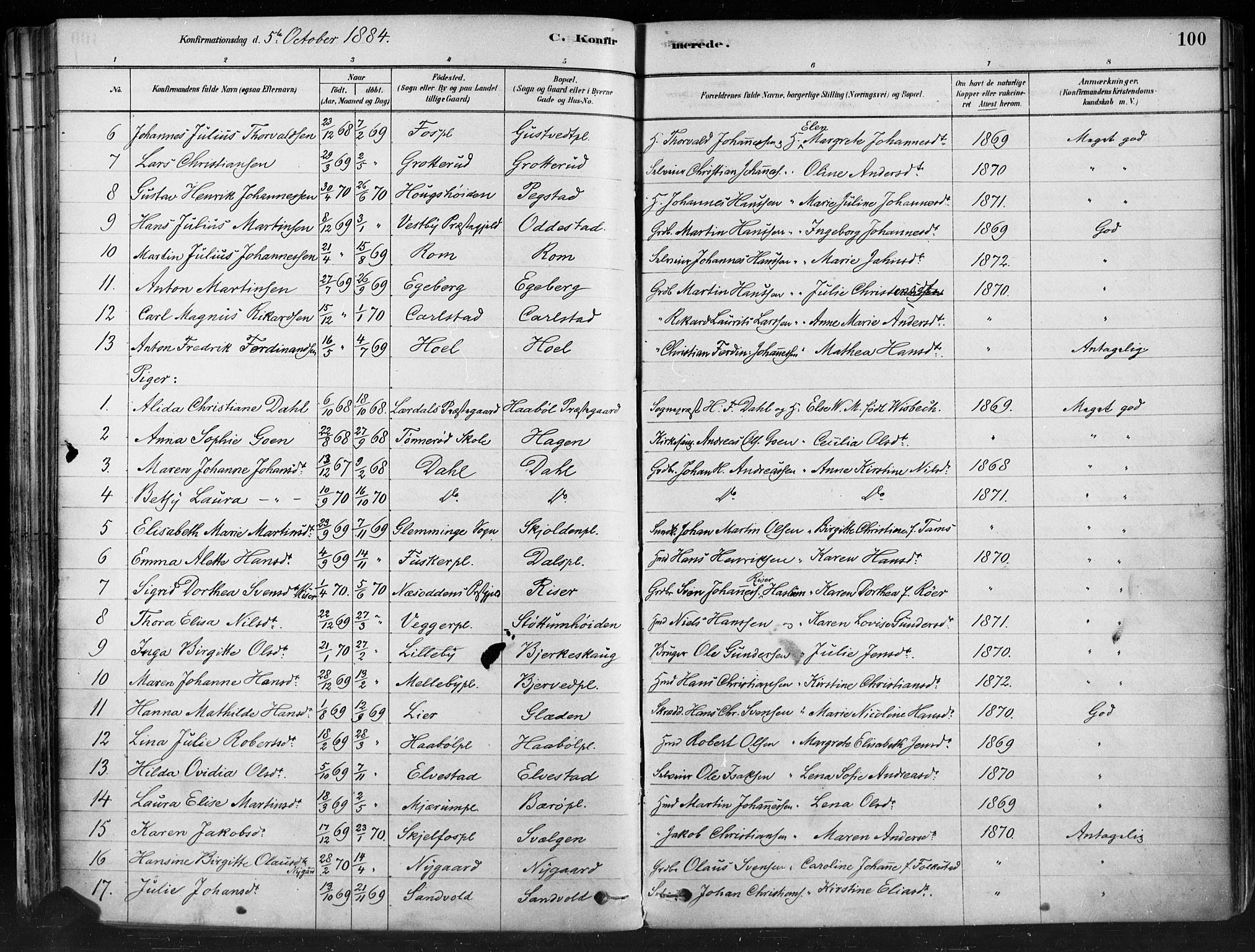 Hobøl prestekontor Kirkebøker, SAO/A-2002/F/Fa/L0005: Parish register (official) no. I 5, 1878-1904, p. 100
