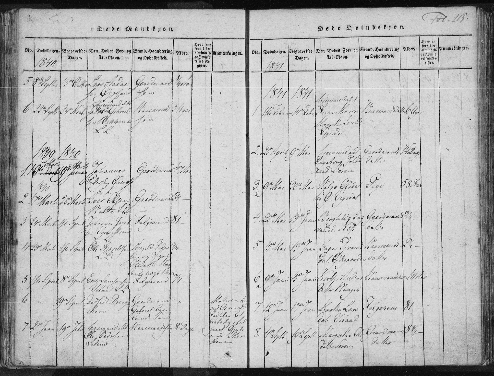 Vikedal sokneprestkontor, SAST/A-101840/01/IV: Parish register (official) no. A 3, 1817-1850, p. 115