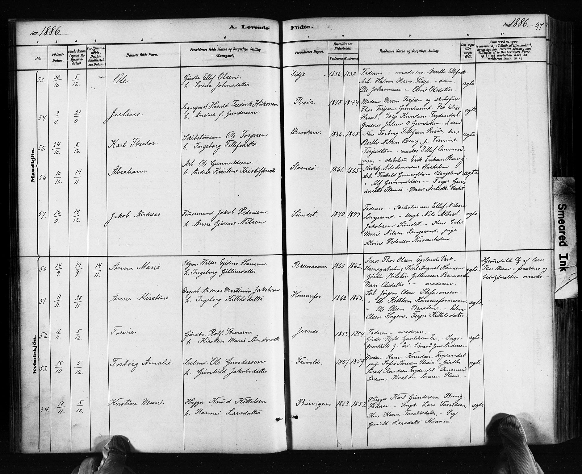 Søndeled sokneprestkontor, AV/SAK-1111-0038/F/Fa/L0004: Parish register (official) no. A 4, 1880-1889, p. 97