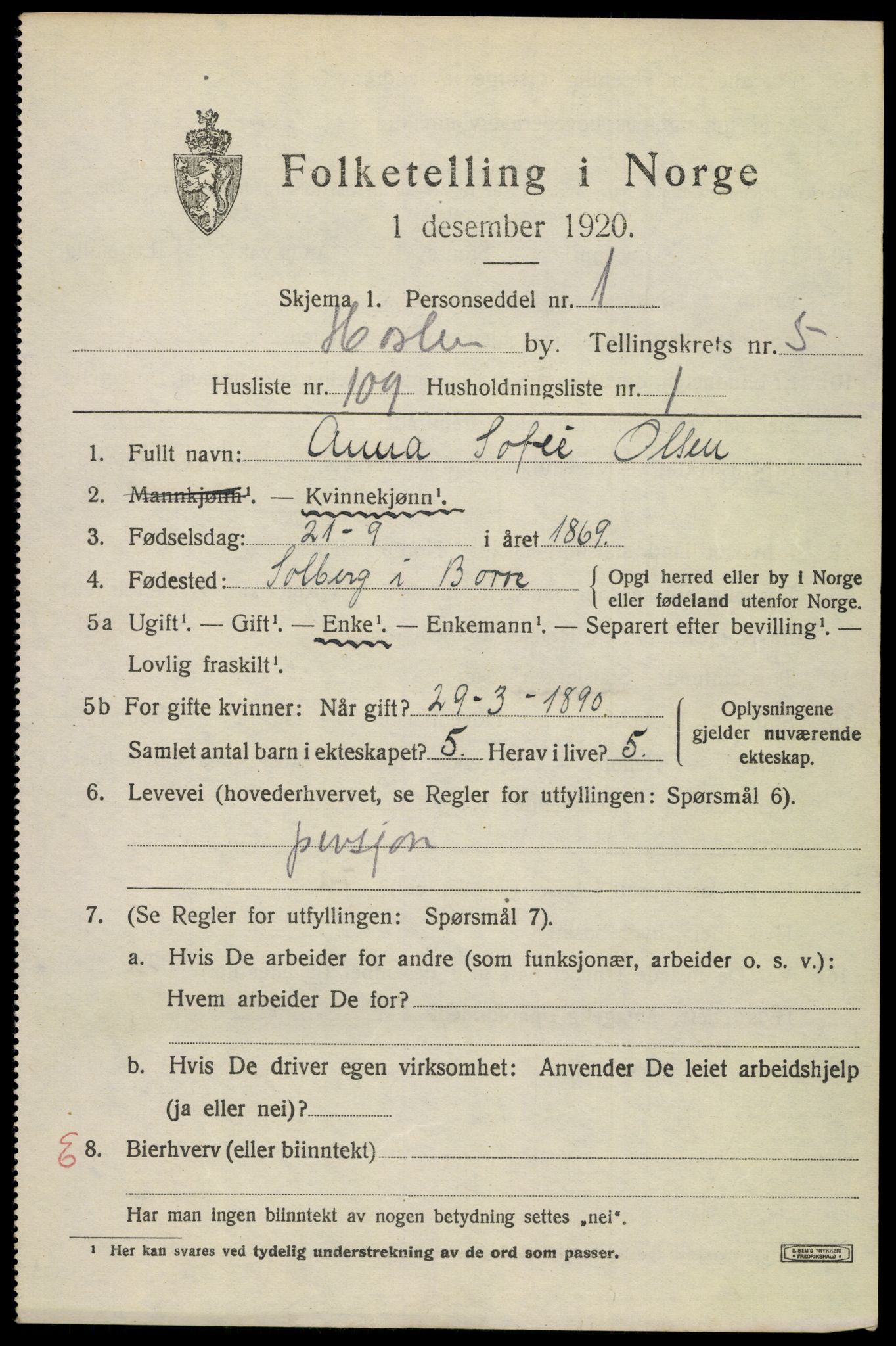 SAKO, 1920 census for Horten, 1920, p. 21089