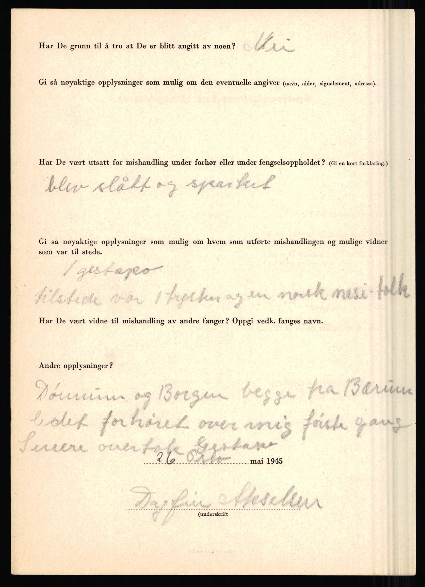 Rikspolitisjefen, AV/RA-S-1560/L/L0001: Abelseth, Rudolf - Berentsen, Odd, 1940-1945, p. 54