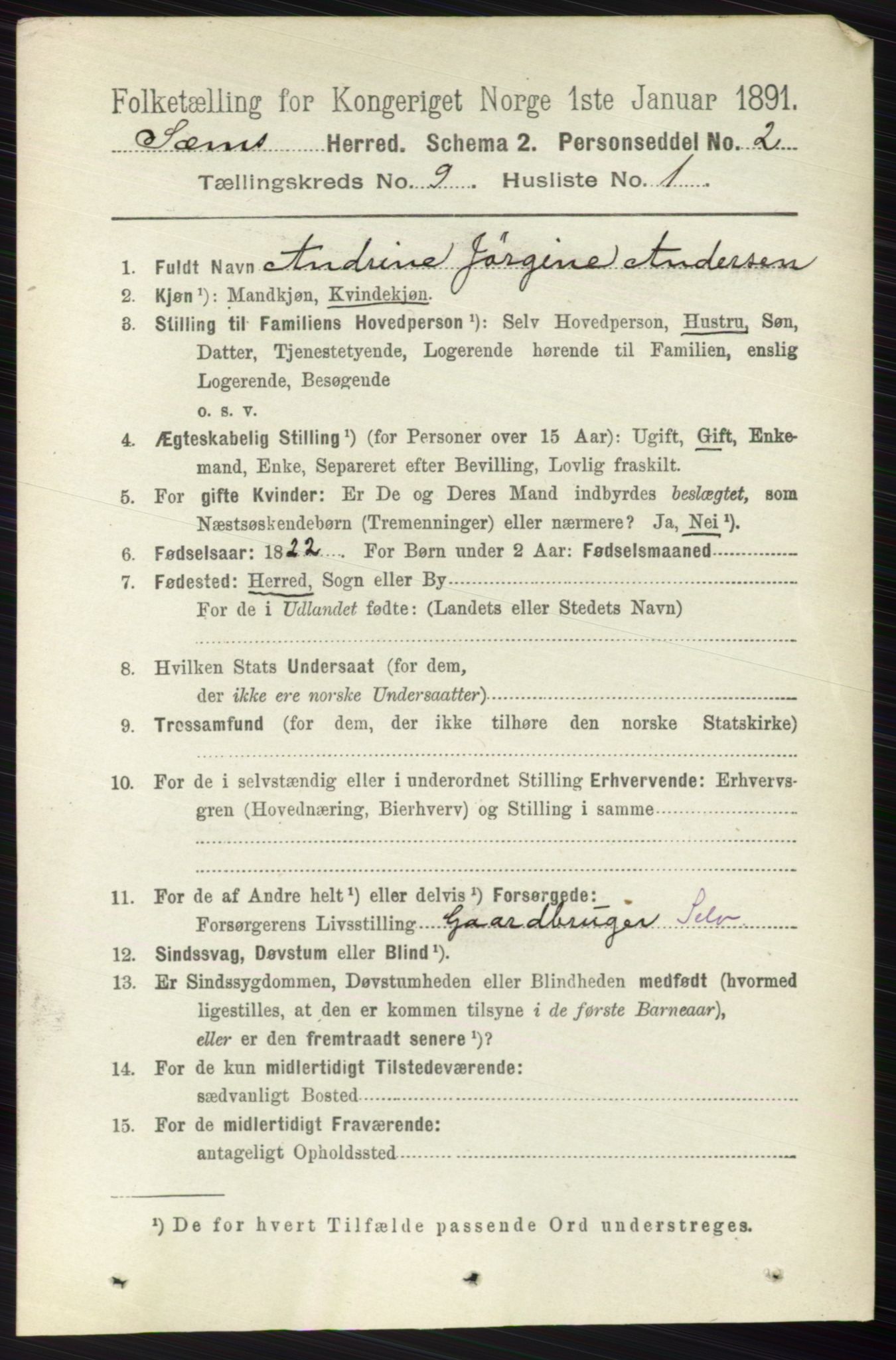 RA, 1891 census for 0721 Sem, 1891, p. 4249