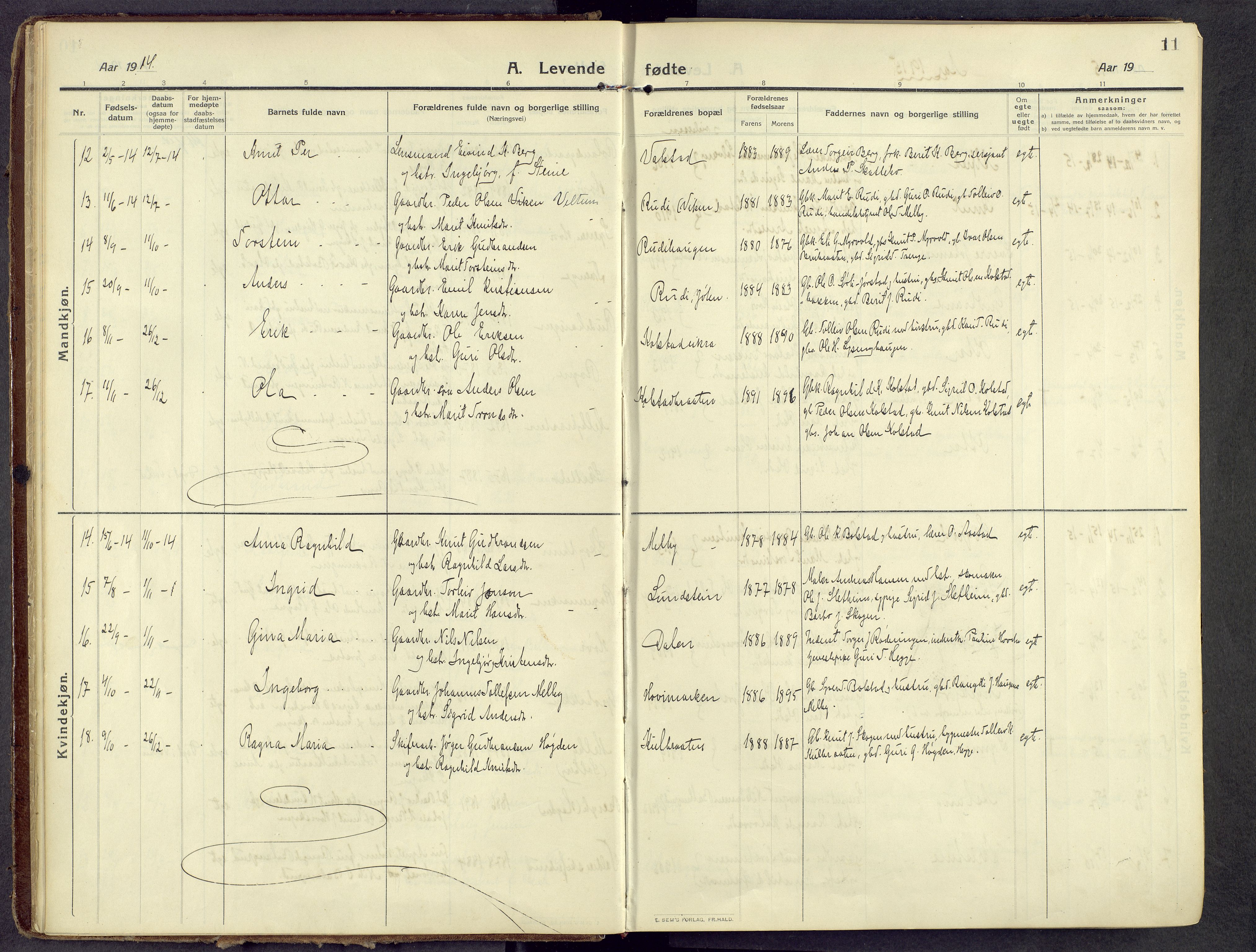 Øystre Slidre prestekontor, AV/SAH-PREST-138/H/Ha/Haa/L0006: Parish register (official) no. 6, 1911-1931, p. 11