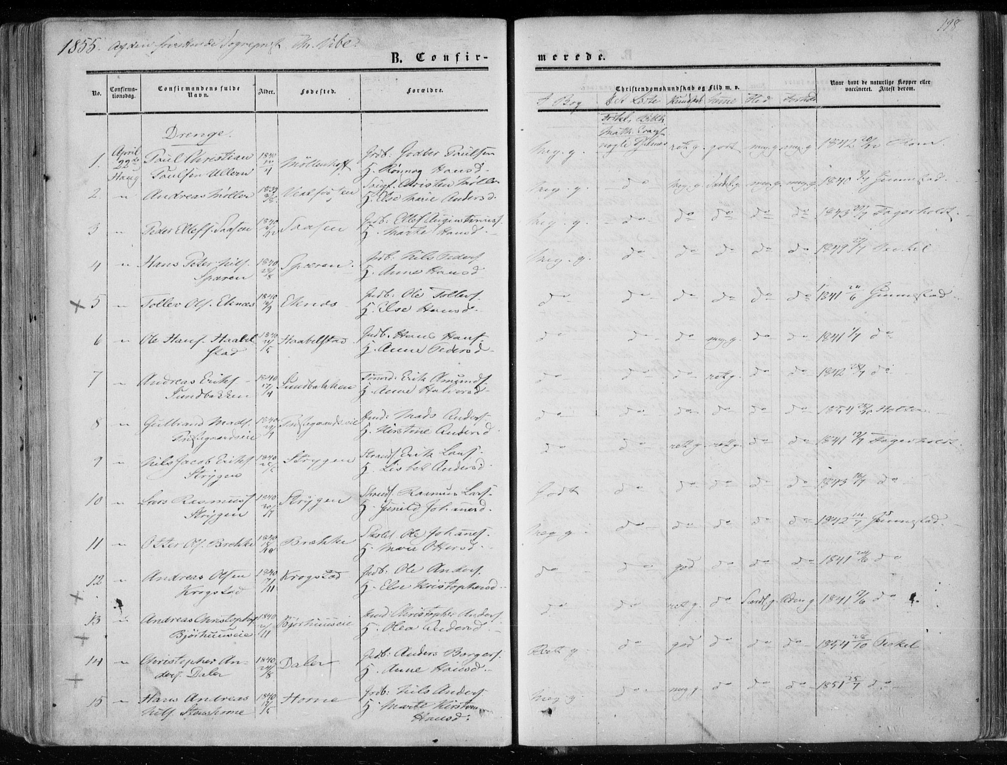 Eiker kirkebøker, SAKO/A-4/F/Fa/L0015a: Parish register (official) no. I 15A, 1854-1860, p. 198