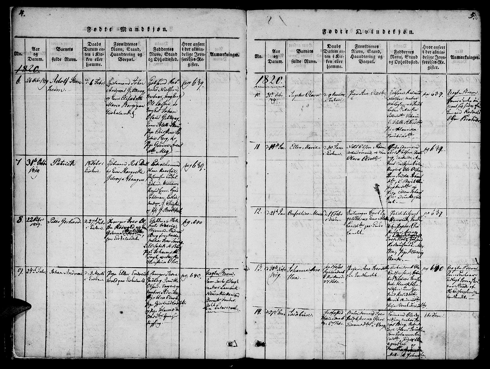 Ministerialprotokoller, klokkerbøker og fødselsregistre - Møre og Romsdal, AV/SAT-A-1454/572/L0842: Parish register (official) no. 572A05, 1819-1832, p. 4-5