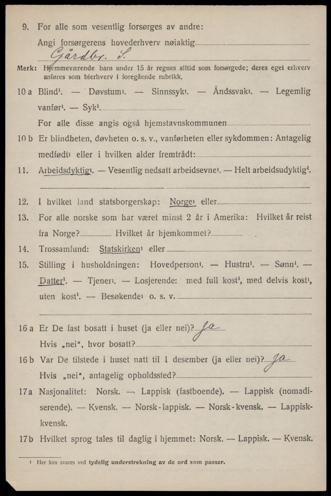 SAT, 1920 census for Dverberg, 1920, p. 11003