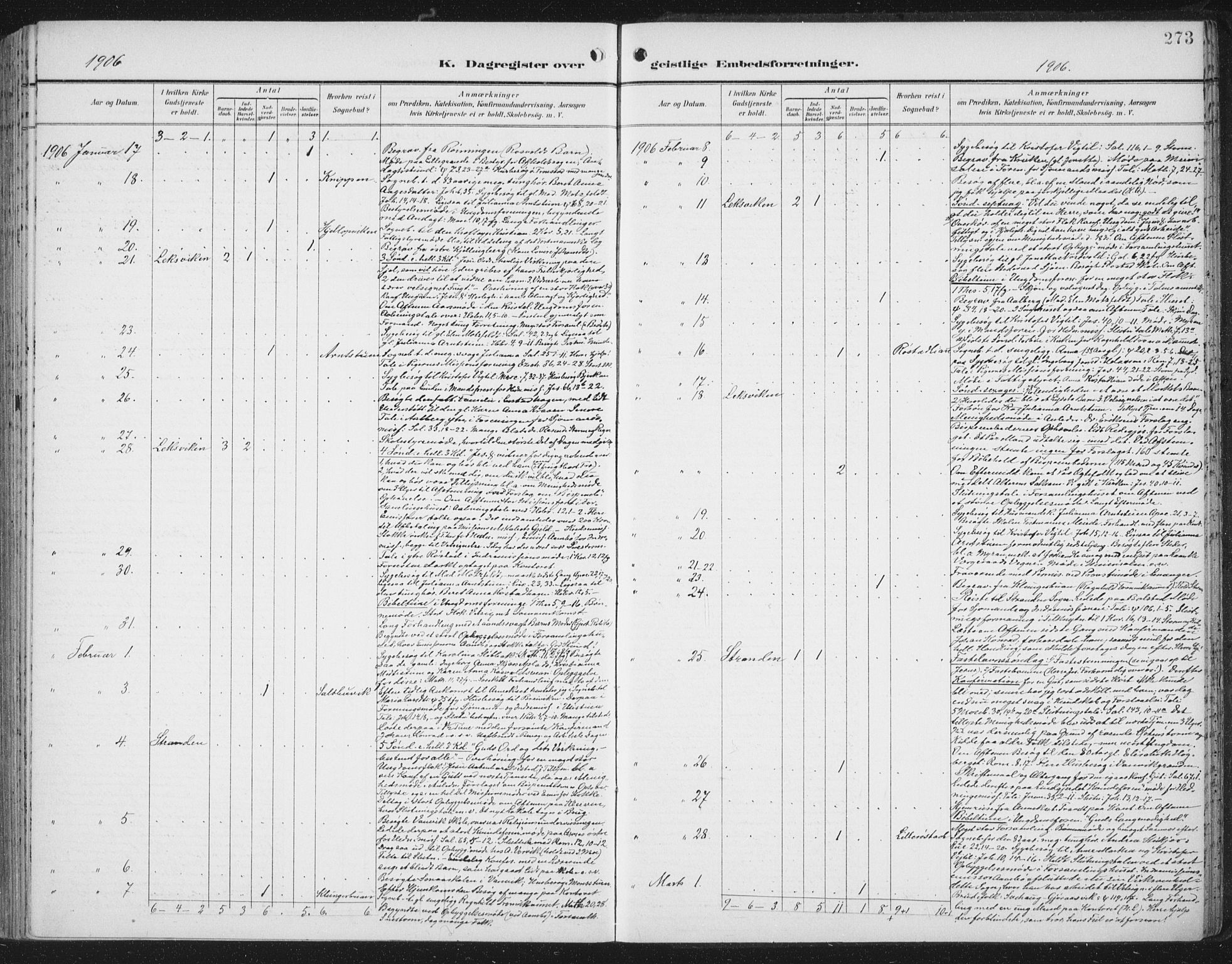 Ministerialprotokoller, klokkerbøker og fødselsregistre - Nord-Trøndelag, AV/SAT-A-1458/701/L0011: Parish register (official) no. 701A11, 1899-1915, p. 273