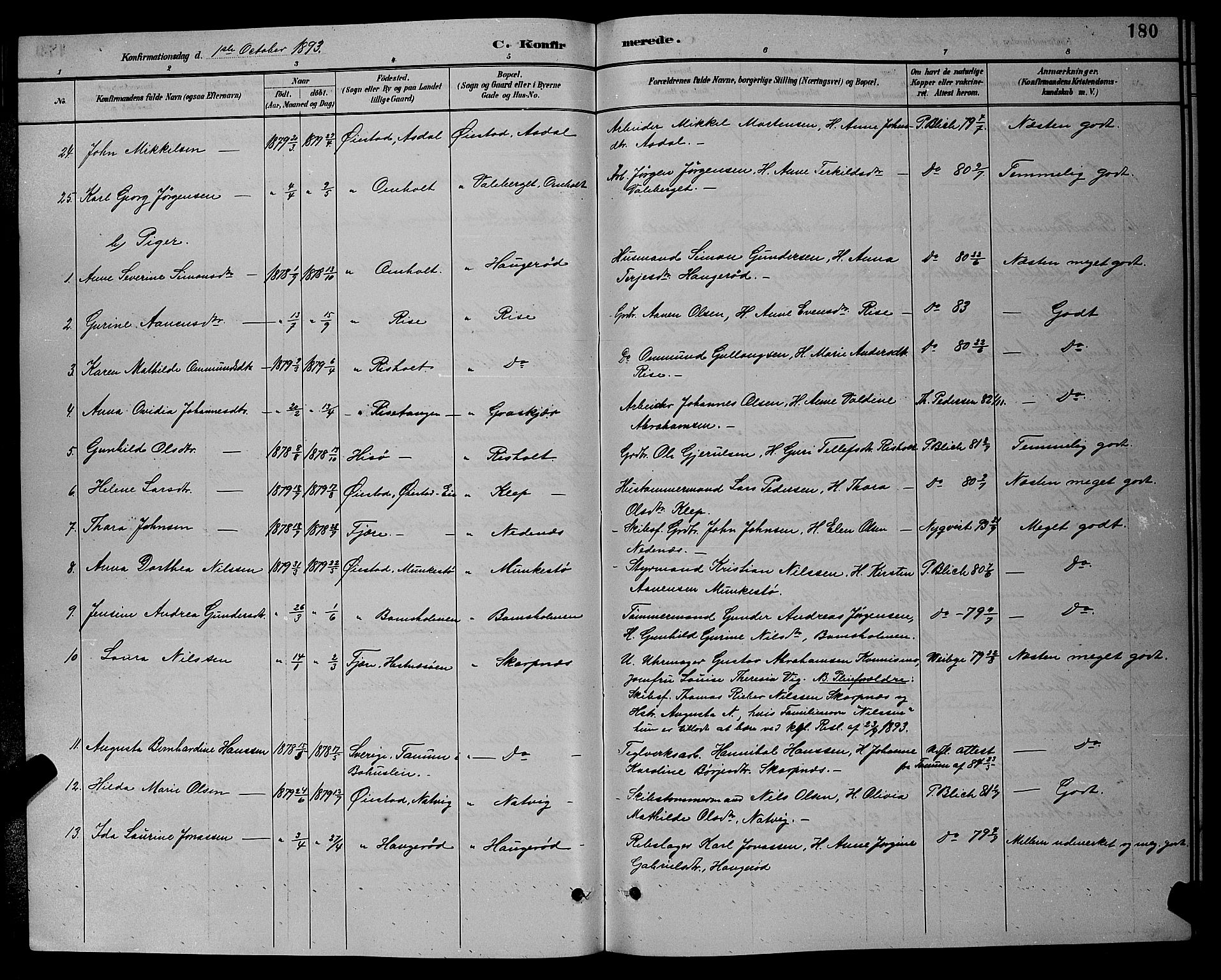 Øyestad sokneprestkontor, AV/SAK-1111-0049/F/Fb/L0009: Parish register (copy) no. B 9, 1886-1896, p. 180