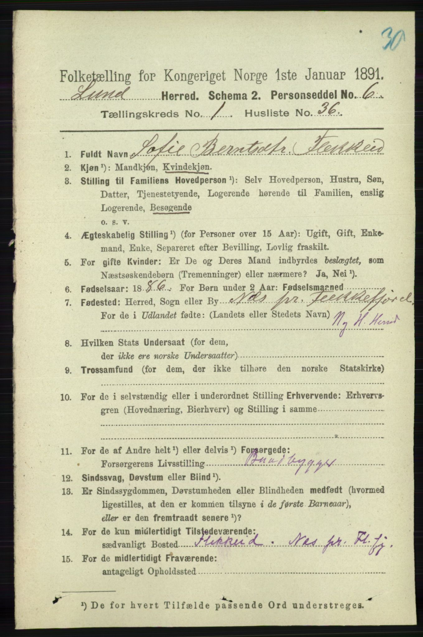 RA, 1891 census for 1112 Lund, 1891, p. 266