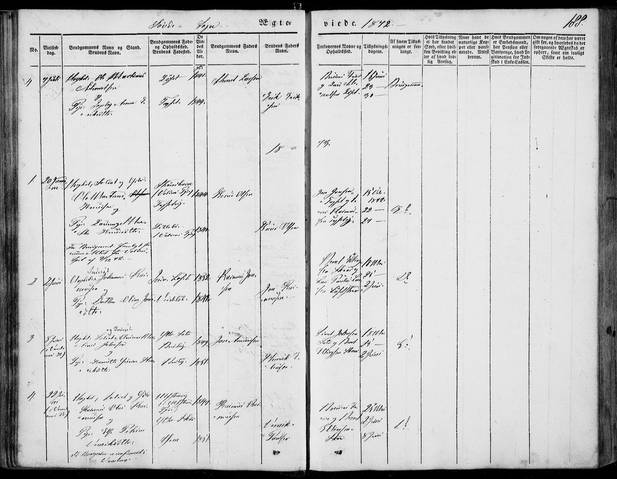 Ministerialprotokoller, klokkerbøker og fødselsregistre - Møre og Romsdal, SAT/A-1454/502/L0023: Parish register (official) no. 502A01, 1844-1873, p. 188