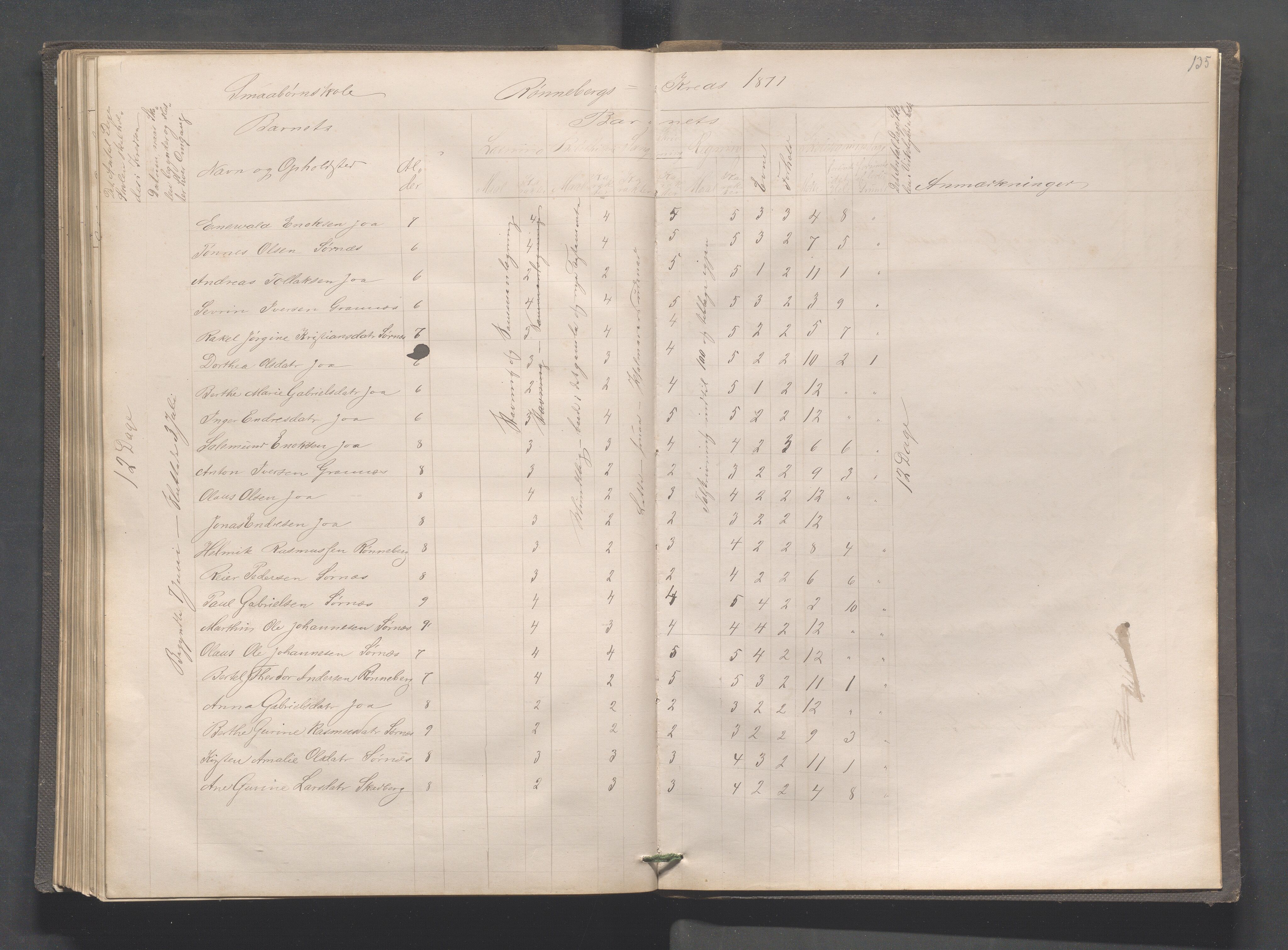 Håland kommune - Røyneberg skole, IKAR/A-1227/H/L0001: Skoleprotokoll - Røyneberg, Stangeland, 1871-1886, p. 135