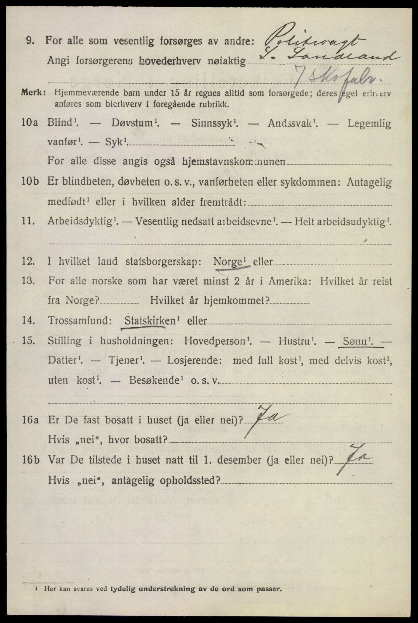 SAKO, 1920 census for Stokke, 1920, p. 9285