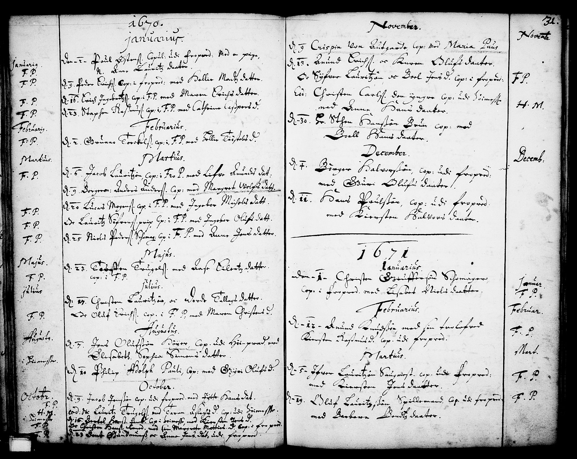 Skien kirkebøker, SAKO/A-302/F/Fa/L0001: Parish register (official) no. 1, 1659-1679, p. 31