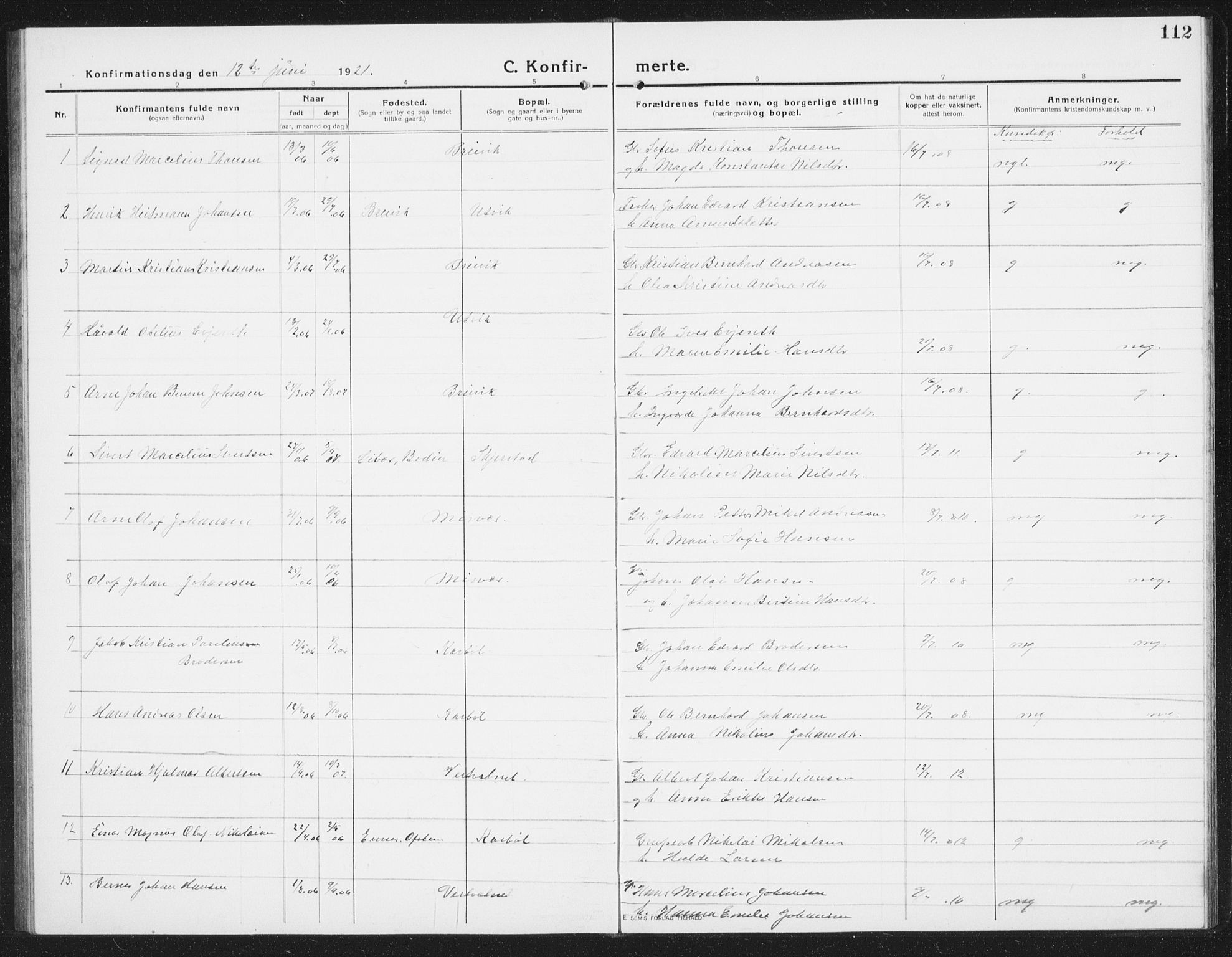 Ministerialprotokoller, klokkerbøker og fødselsregistre - Nordland, AV/SAT-A-1459/852/L0757: Parish register (copy) no. 852C08, 1916-1934, p. 112