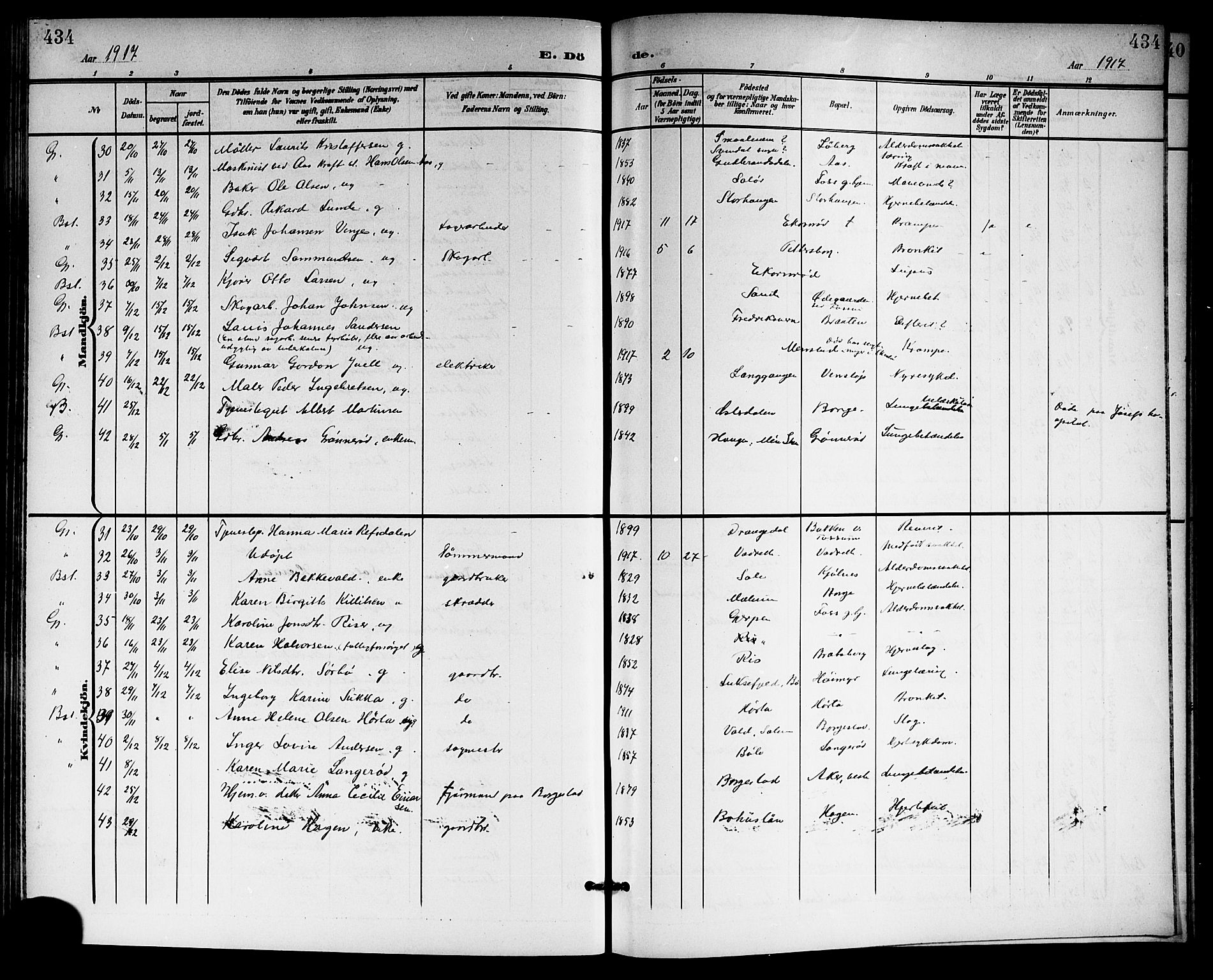 Gjerpen kirkebøker, SAKO/A-265/G/Ga/L0003: Parish register (copy) no. I 3, 1901-1919, p. 434