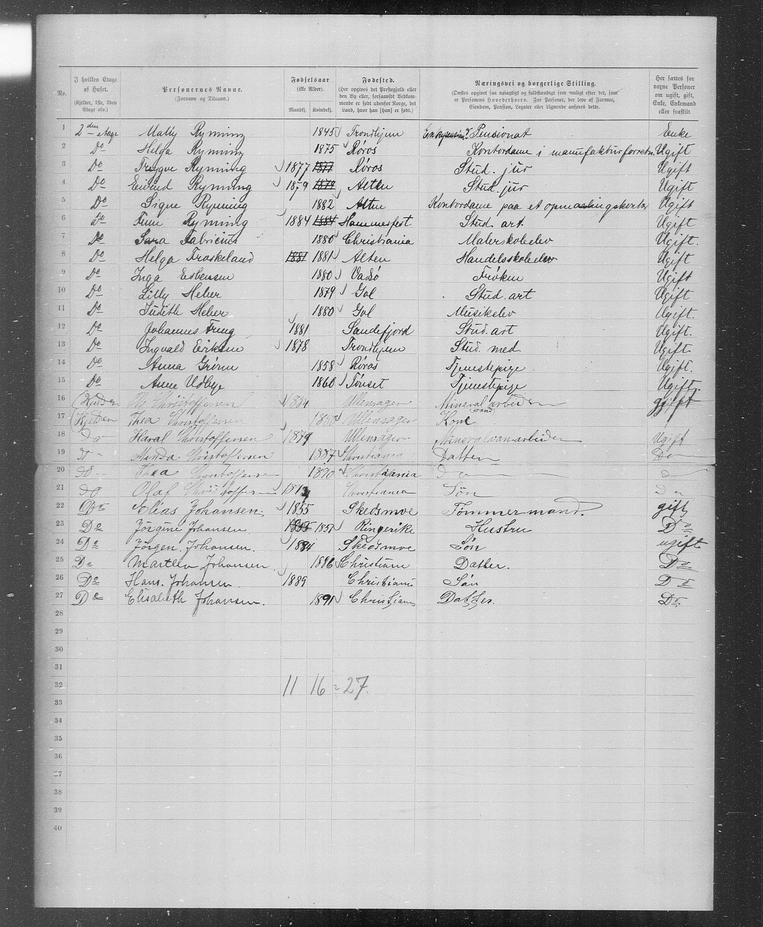 OBA, Municipal Census 1899 for Kristiania, 1899, p. 2376