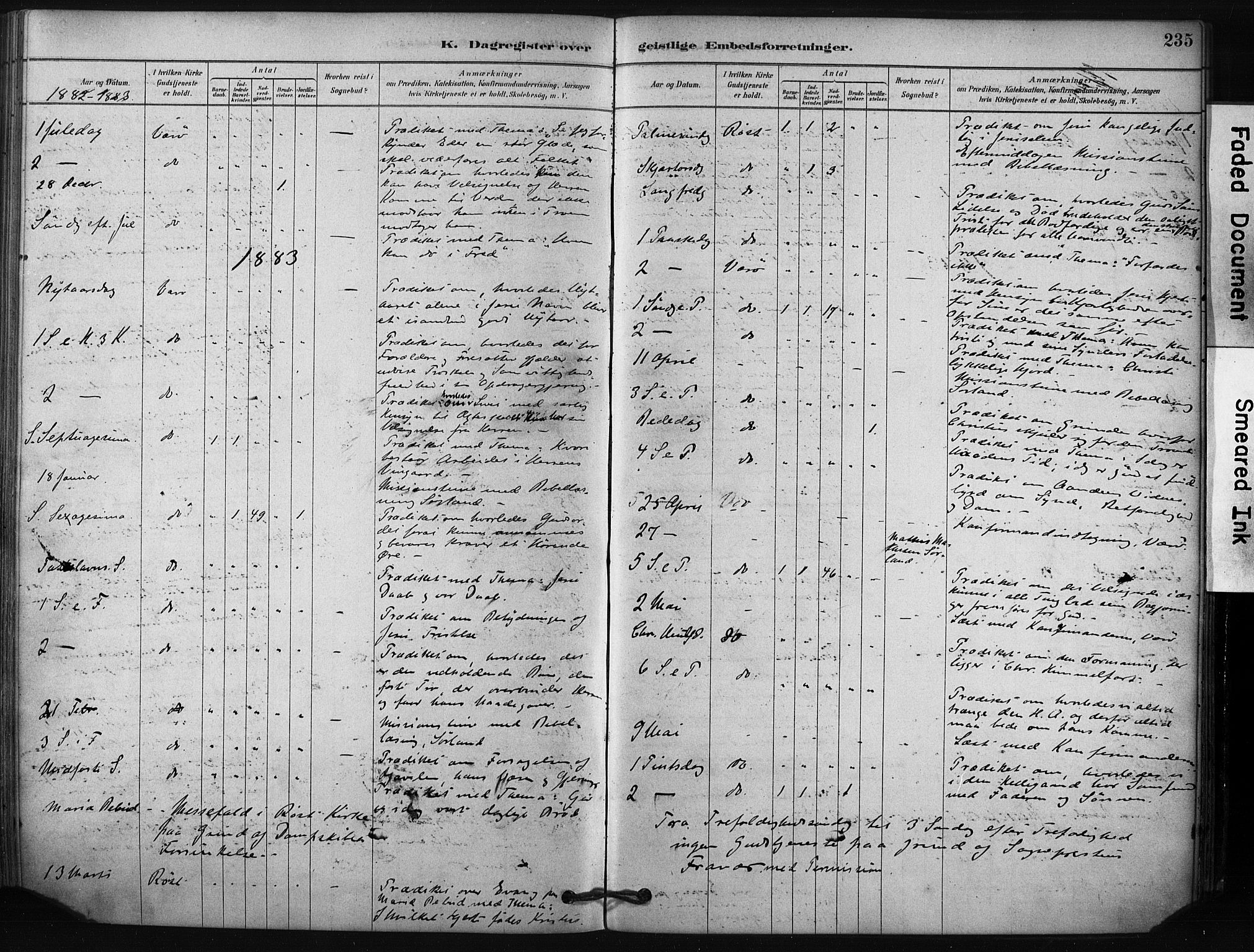 Ministerialprotokoller, klokkerbøker og fødselsregistre - Nordland, AV/SAT-A-1459/807/L0122: Parish register (official) no. 807A05, 1880-1902, p. 235