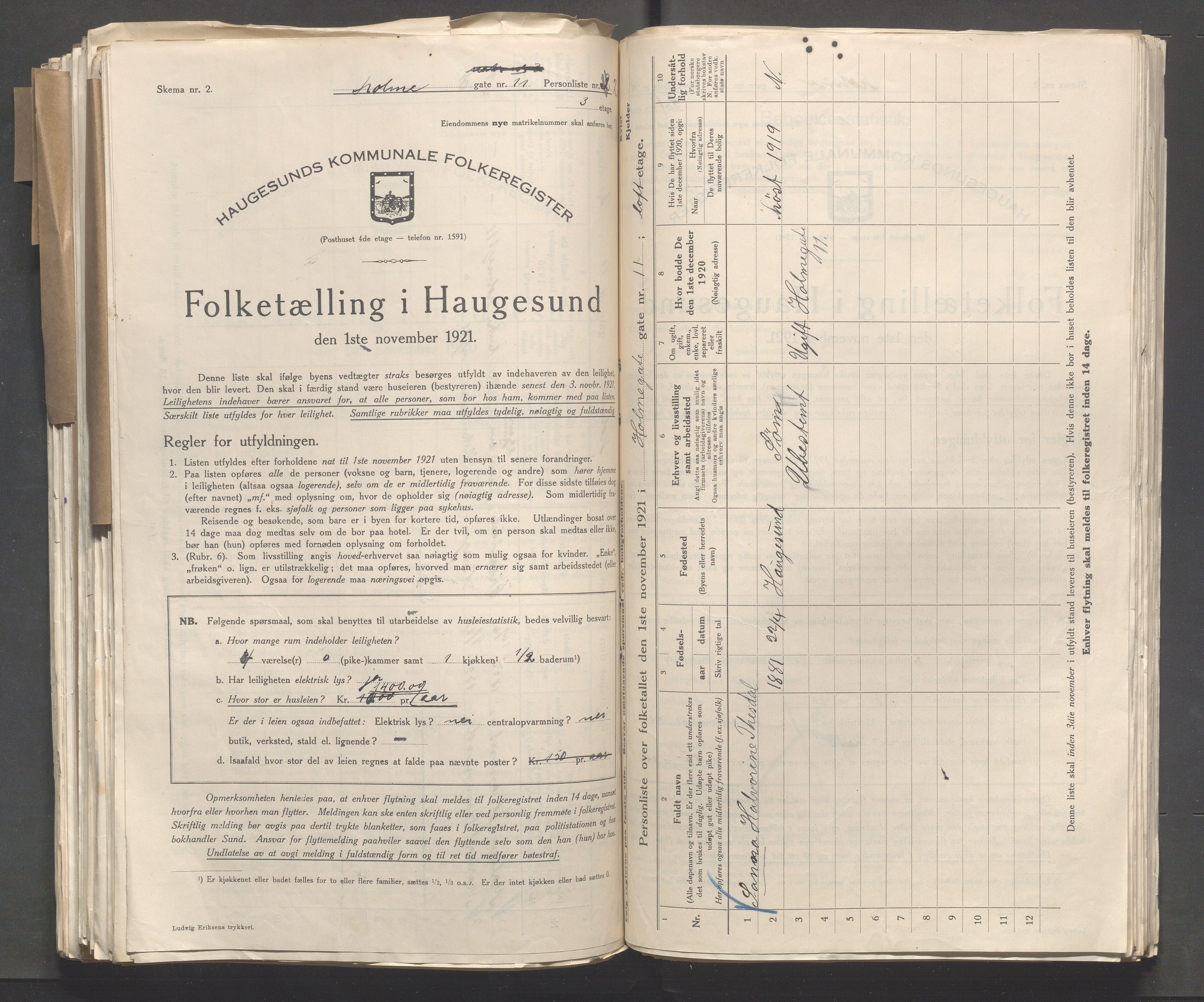 IKAR, Local census 1.11.1921 for Haugesund, 1921, p. 6132