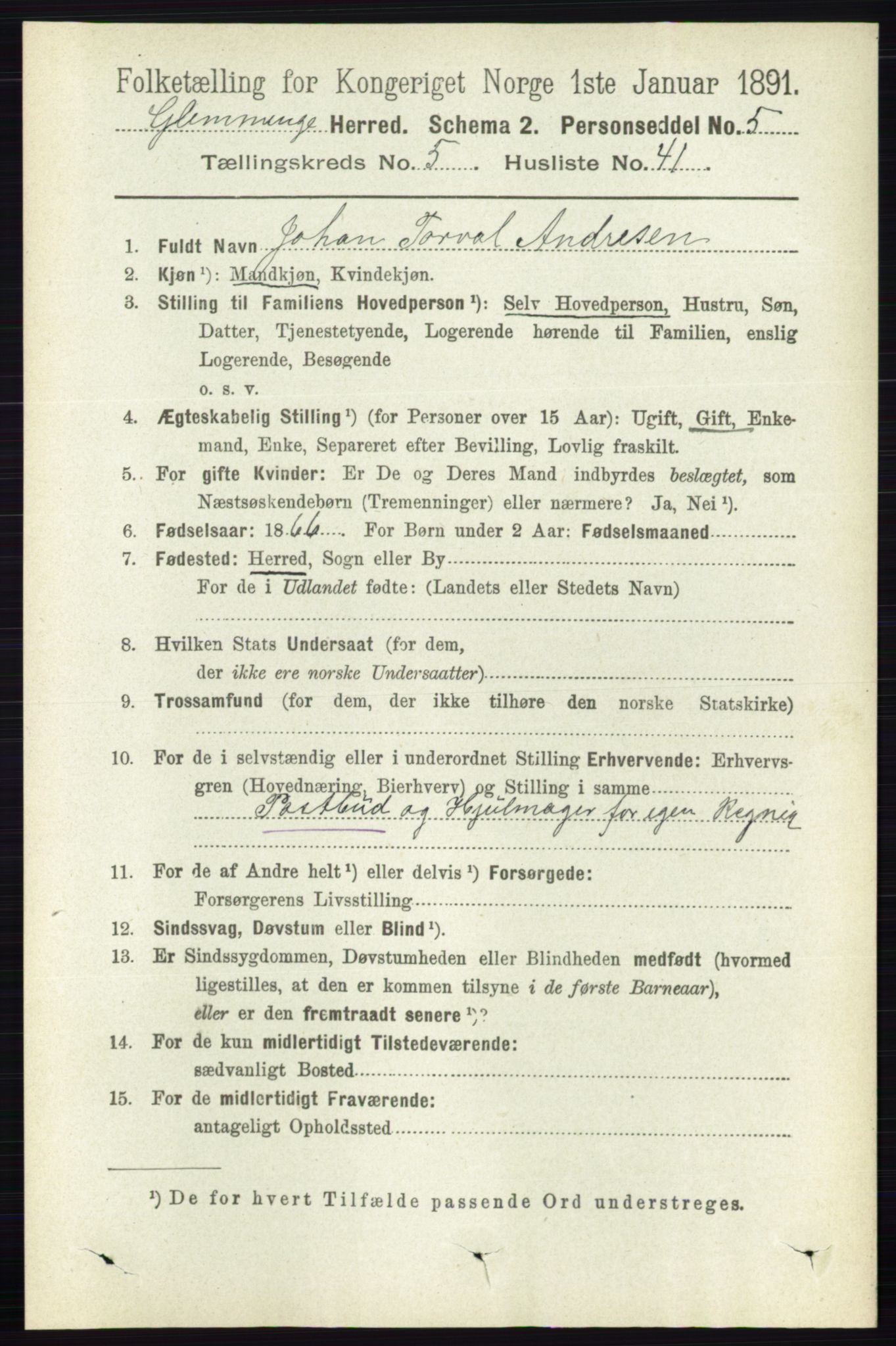 RA, 1891 census for 0132 Glemmen, 1891, p. 6362