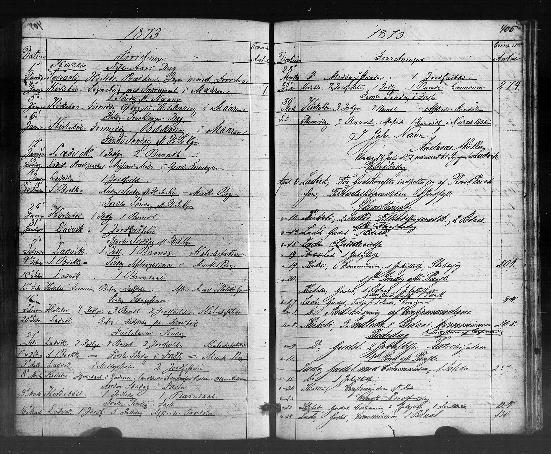 Lavik sokneprestembete, AV/SAB-A-80901: Parish register (official) no. A 4, 1864-1881, p. 405