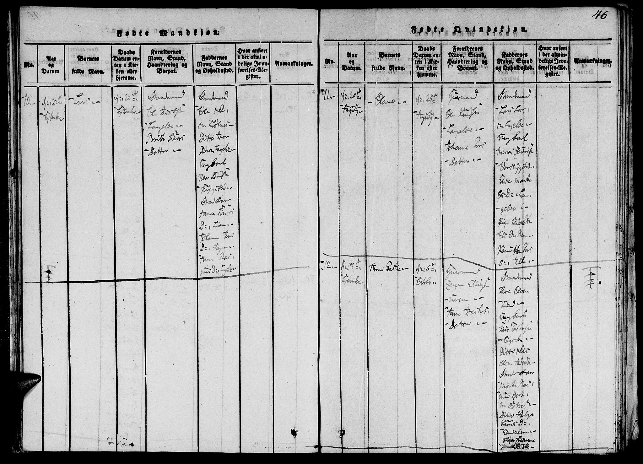 Ministerialprotokoller, klokkerbøker og fødselsregistre - Møre og Romsdal, AV/SAT-A-1454/520/L0273: Parish register (official) no. 520A03, 1817-1826, p. 46