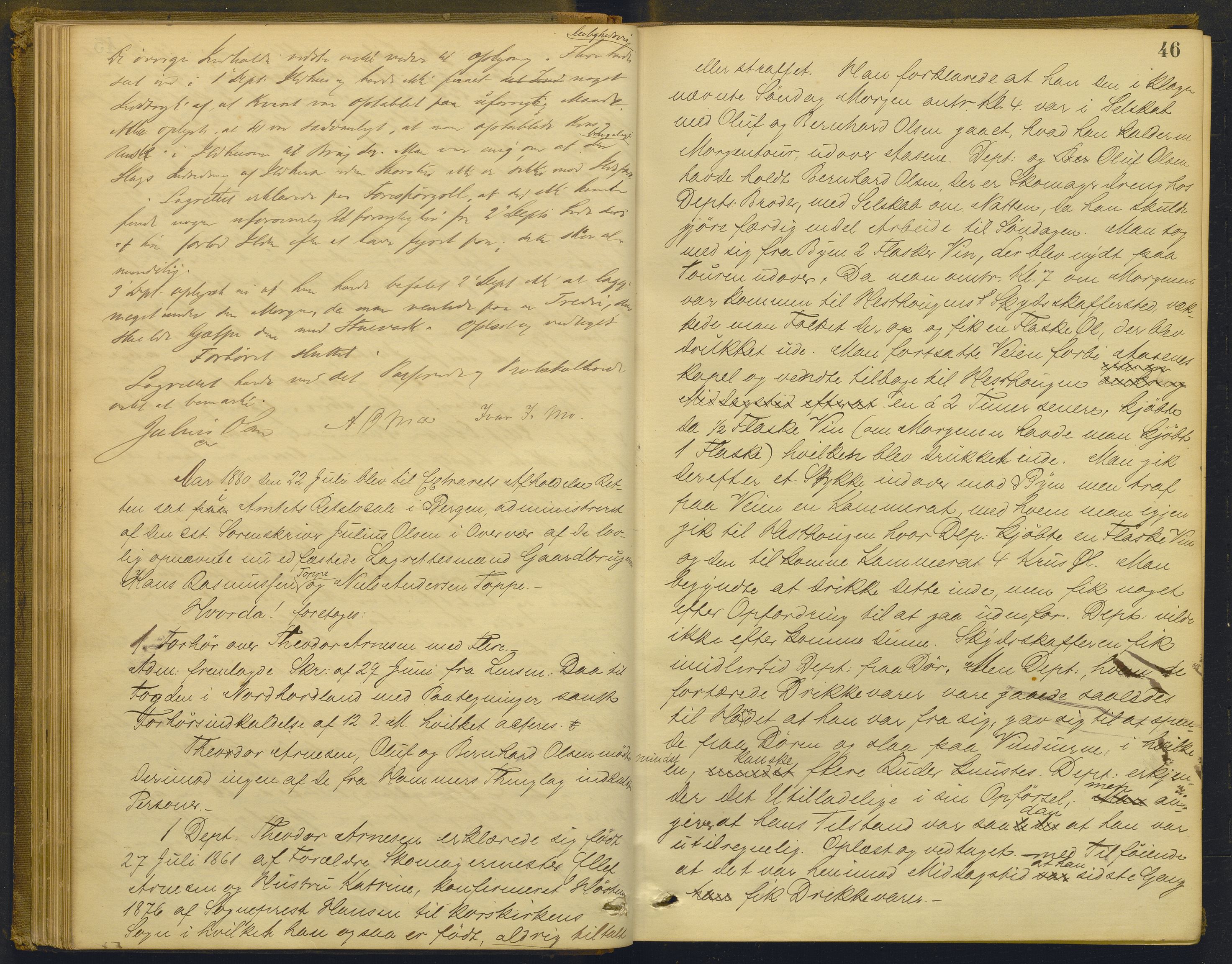 Nordhordland sorenskrivar, AV/SAB-A-2901/1/F/Fd/Fdd/L0004: Ekstrarettsprotokollar, forhøyr, 1880-1884, p. 45b-46a