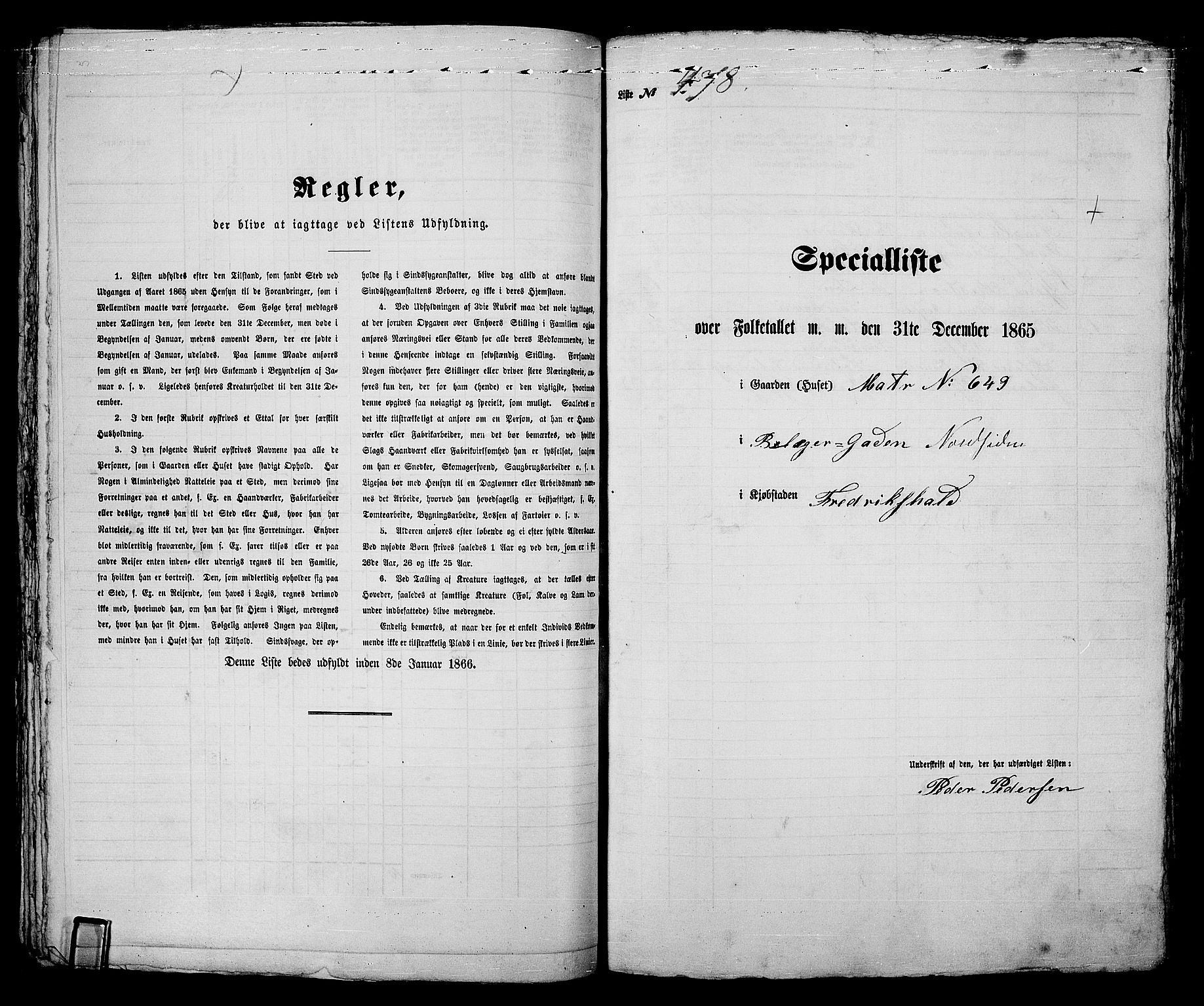 RA, 1865 census for Fredrikshald, 1865, p. 958