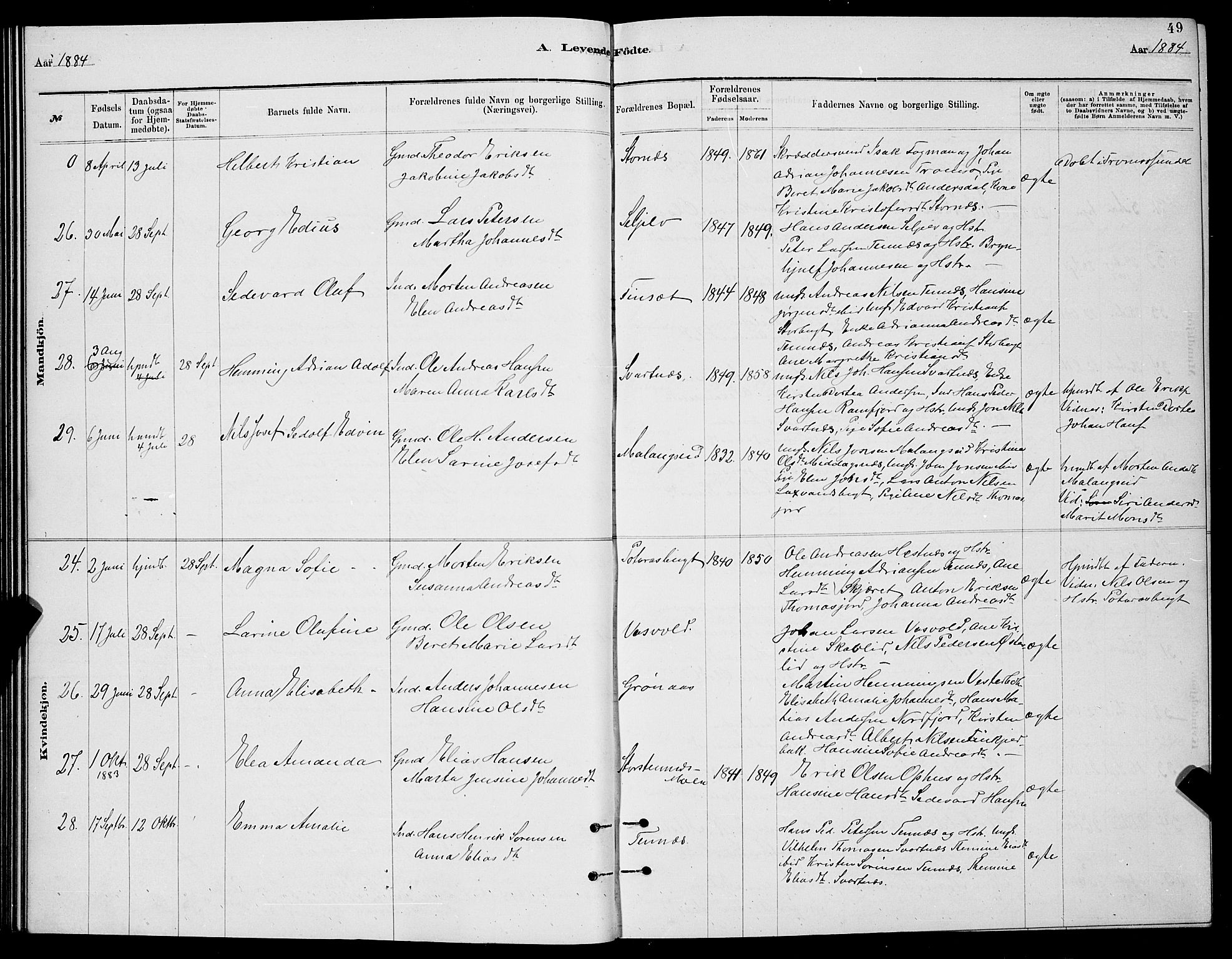 Balsfjord sokneprestembete, SATØ/S-1303/G/Ga/L0007klokker: Parish register (copy) no. 7, 1878-1889, p. 49
