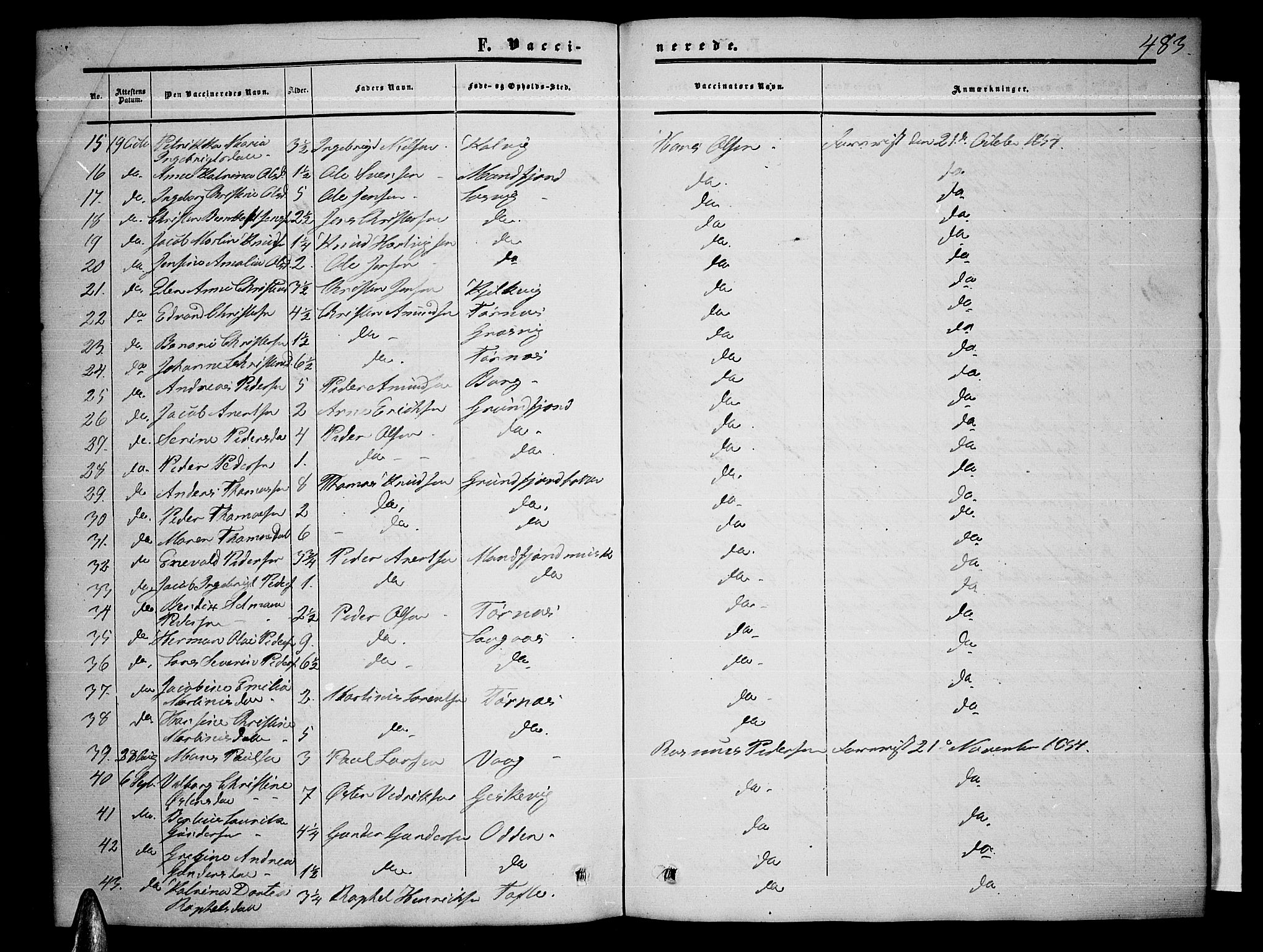 Ministerialprotokoller, klokkerbøker og fødselsregistre - Nordland, AV/SAT-A-1459/872/L1046: Parish register (copy) no. 872C02, 1852-1879, p. 483