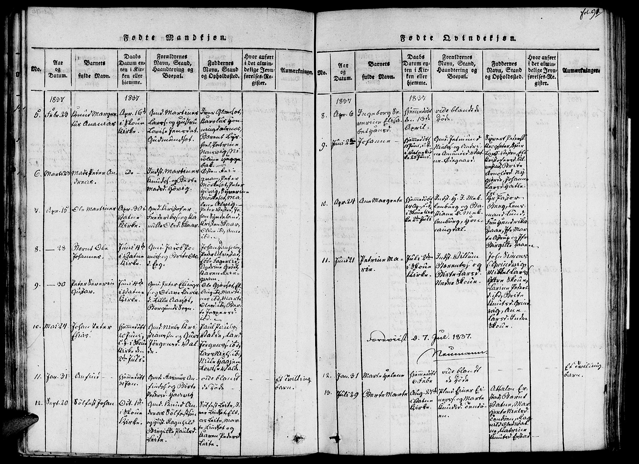 Ministerialprotokoller, klokkerbøker og fødselsregistre - Møre og Romsdal, AV/SAT-A-1454/524/L0351: Parish register (official) no. 524A03, 1816-1838, p. 91