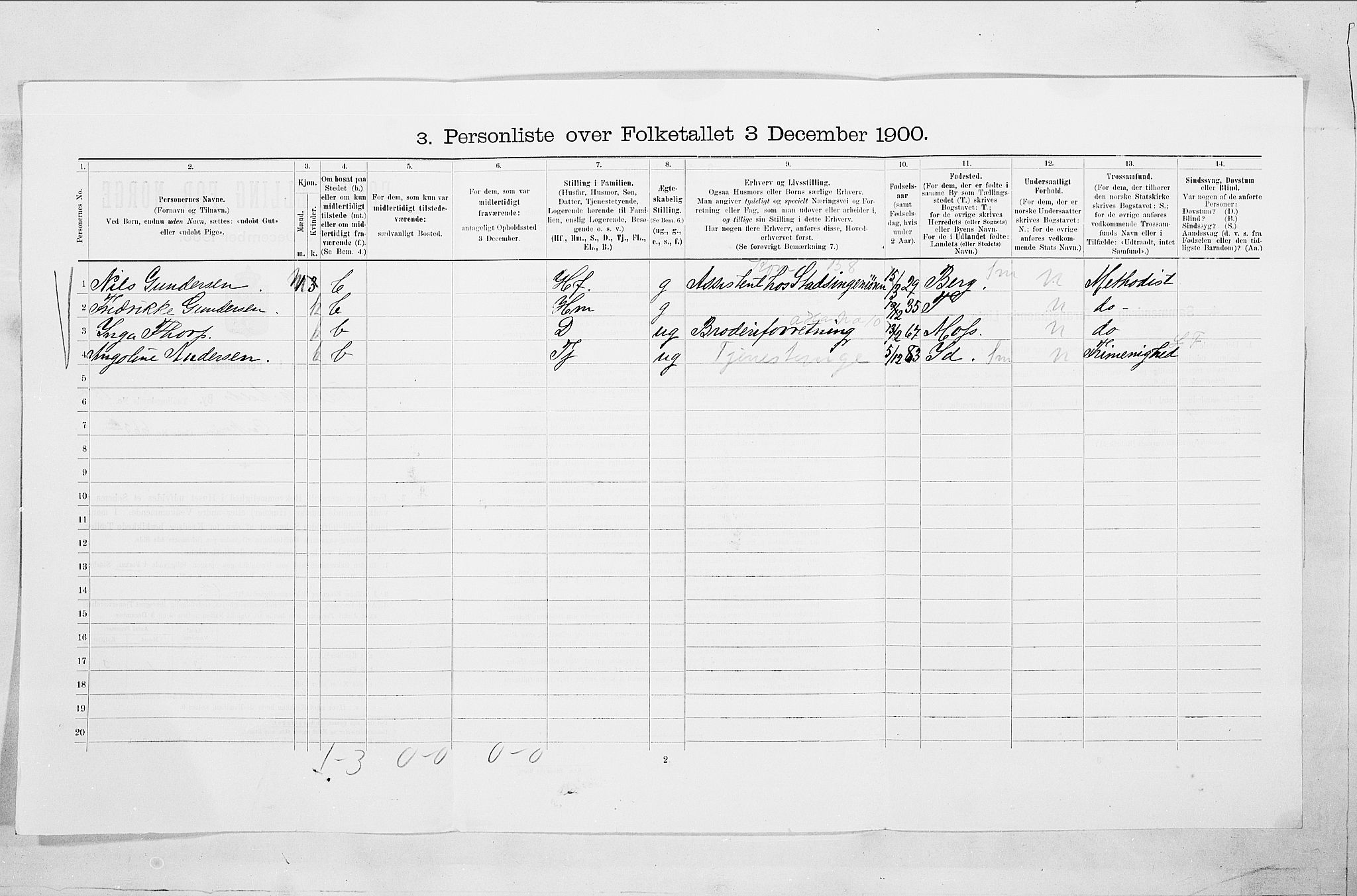 SAO, 1900 census for Fredrikshald, 1900
