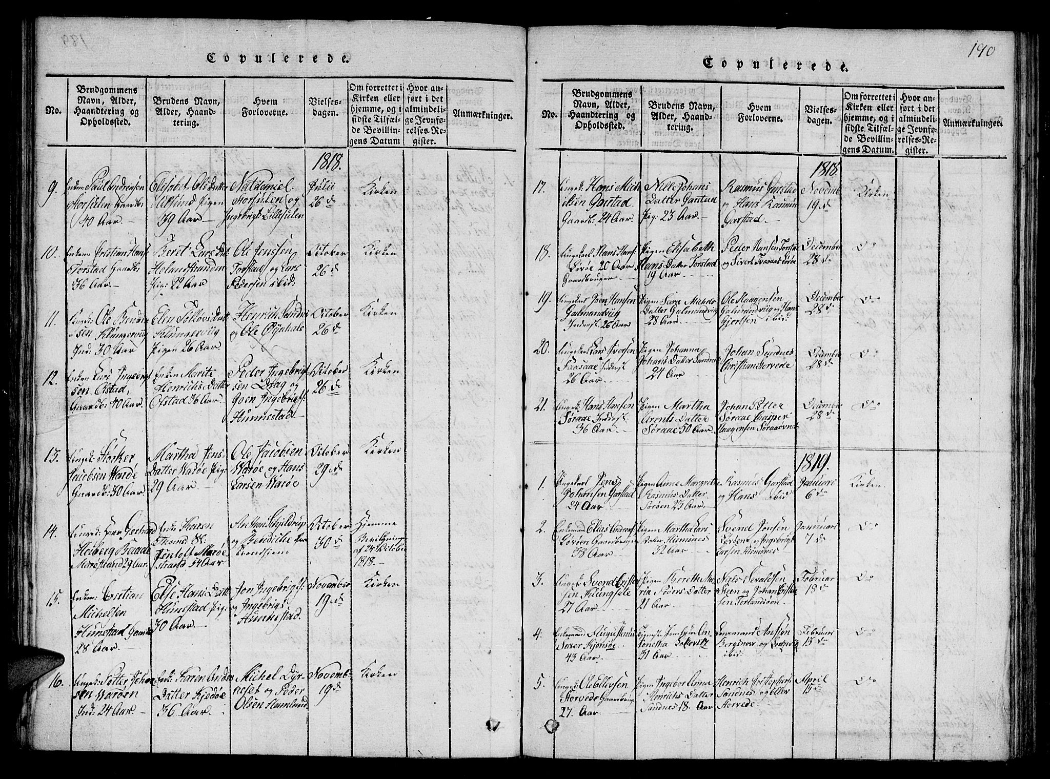 Ministerialprotokoller, klokkerbøker og fødselsregistre - Nord-Trøndelag, SAT/A-1458/784/L0667: Parish register (official) no. 784A03 /1, 1816-1829, p. 190
