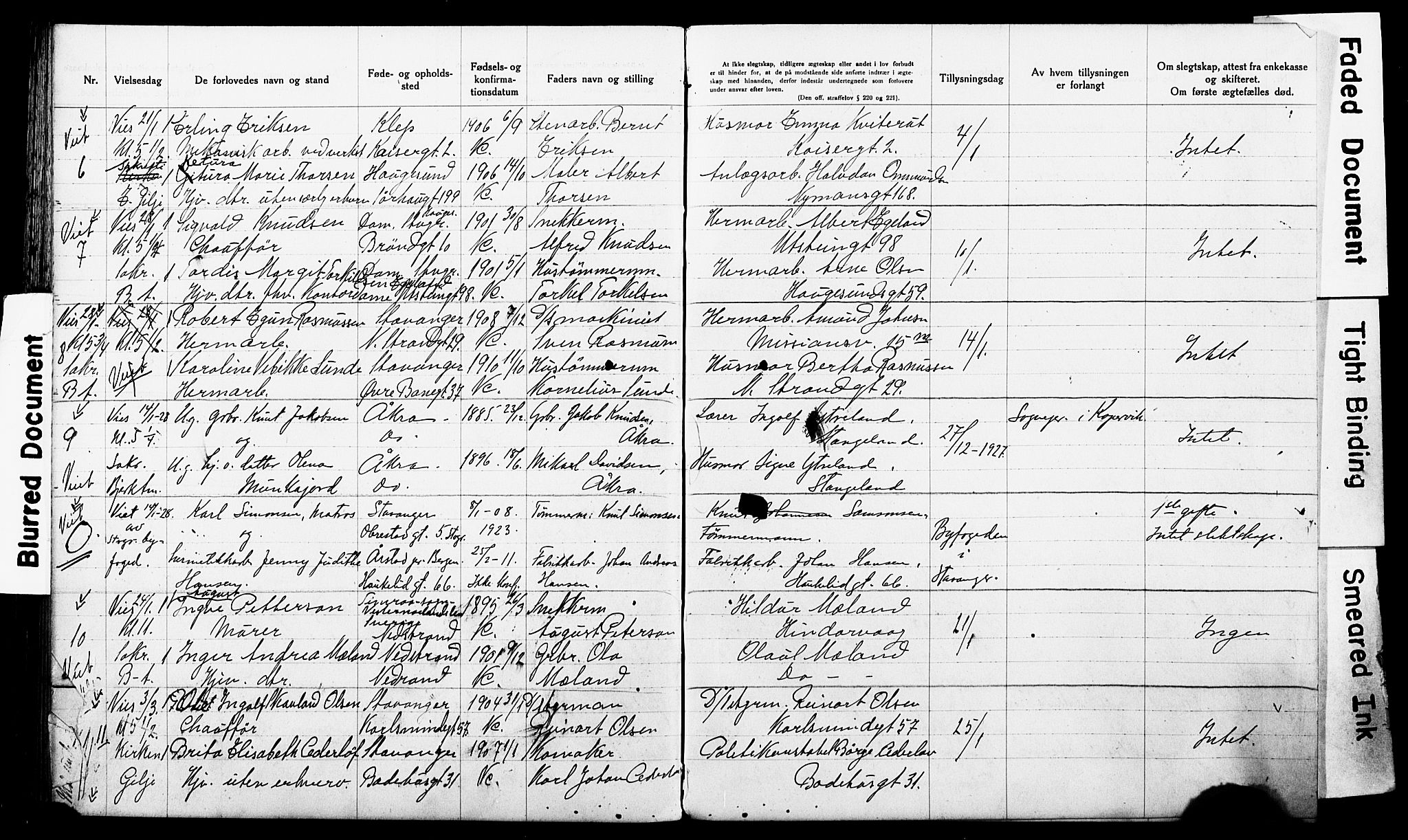 St. Johannes sokneprestkontor, AV/SAST-A-101814/001/70/705BA/L0003: Banns register no. 3, 1916-1928