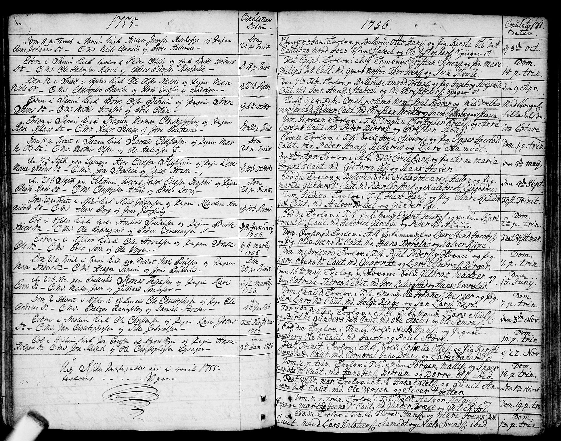 Asker prestekontor Kirkebøker, AV/SAO-A-10256a/F/Fa/L0002: Parish register (official) no. I 2, 1733-1766, p. 171