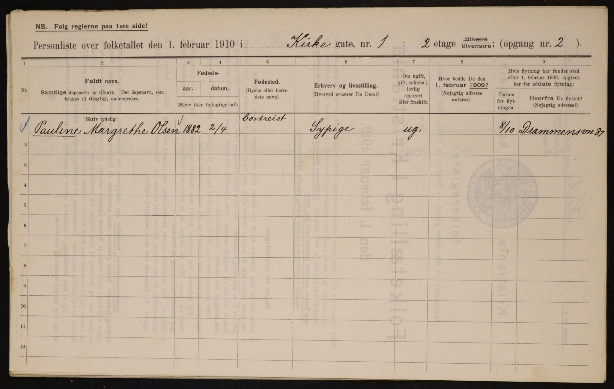 OBA, Municipal Census 1910 for Kristiania, 1910, p. 48194