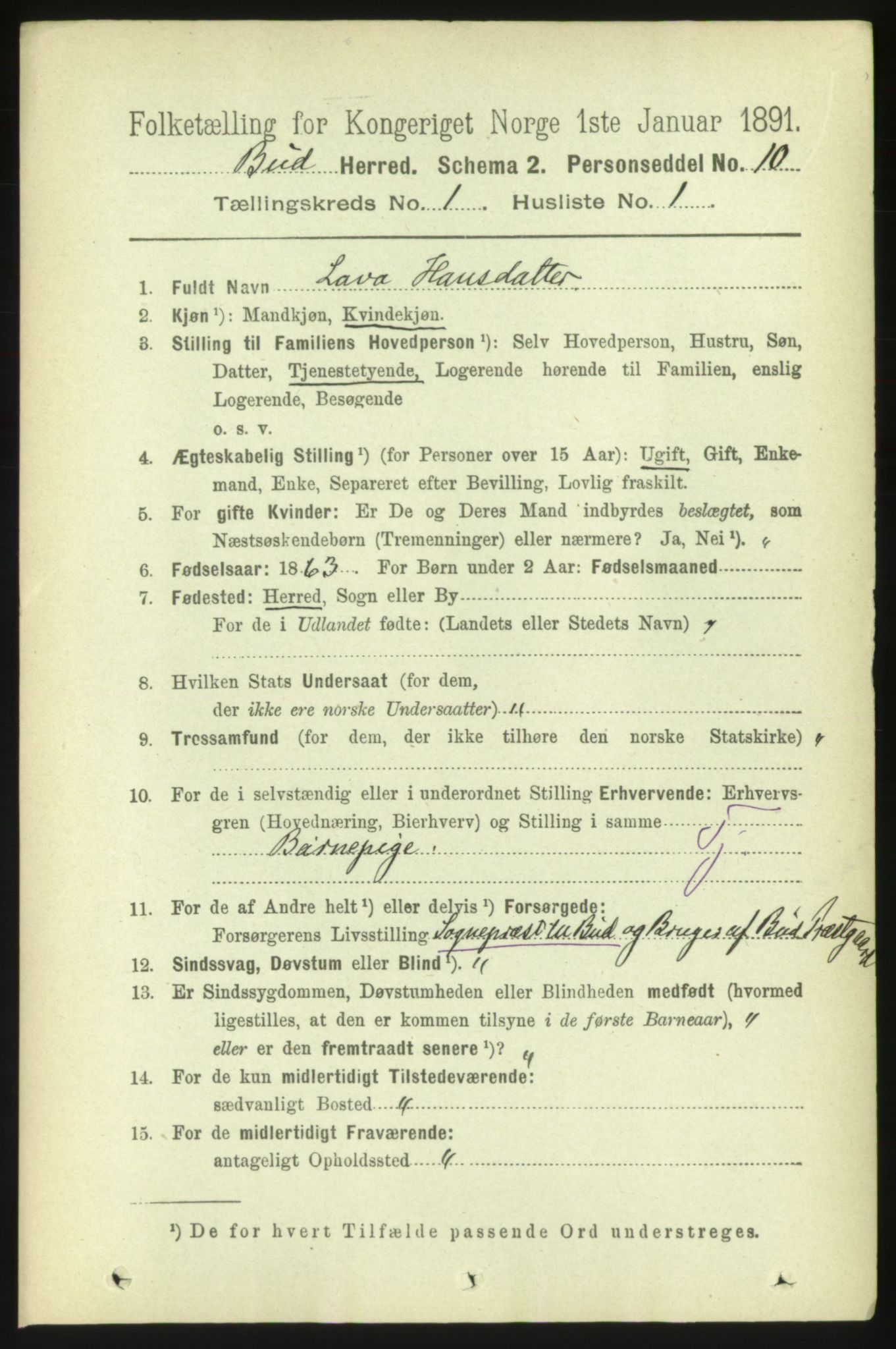 RA, 1891 census for 1549 Bud, 1891, p. 124