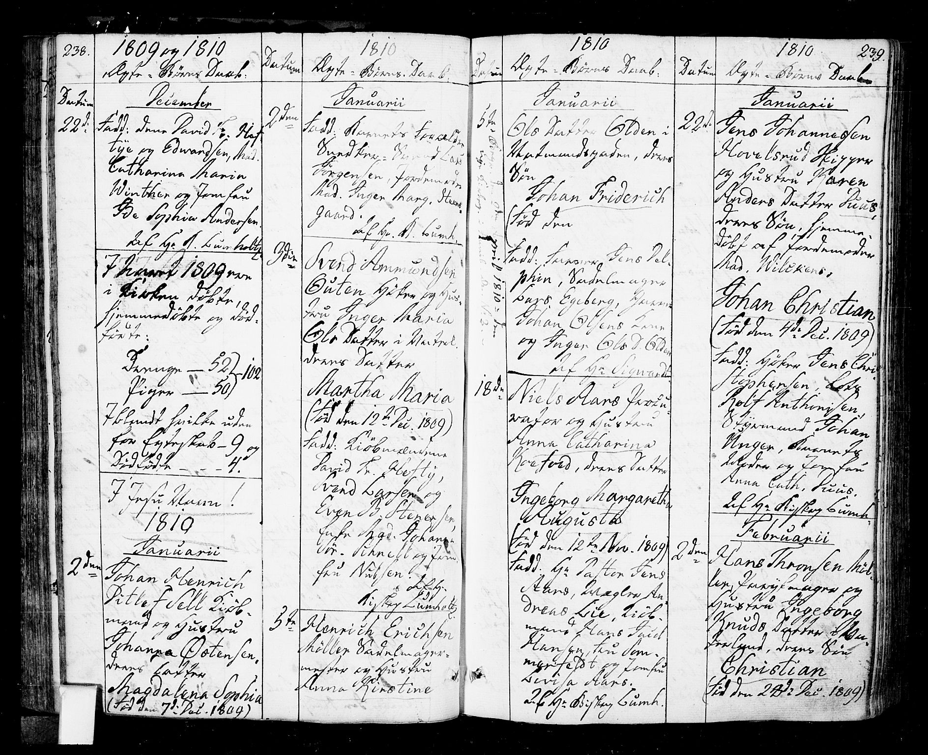 Oslo domkirke Kirkebøker, SAO/A-10752/F/Fa/L0006: Parish register (official) no. 6, 1807-1817, p. 238-239
