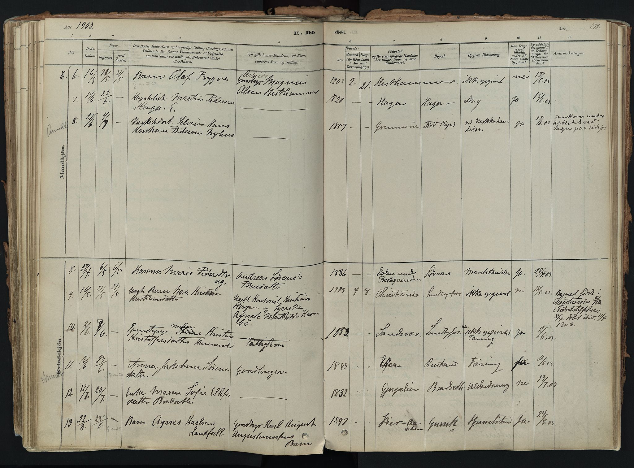 Hof kirkebøker, AV/SAKO-A-64/F/Fa/L0007: Parish register (official) no. I 7, 1878-1940, p. 278