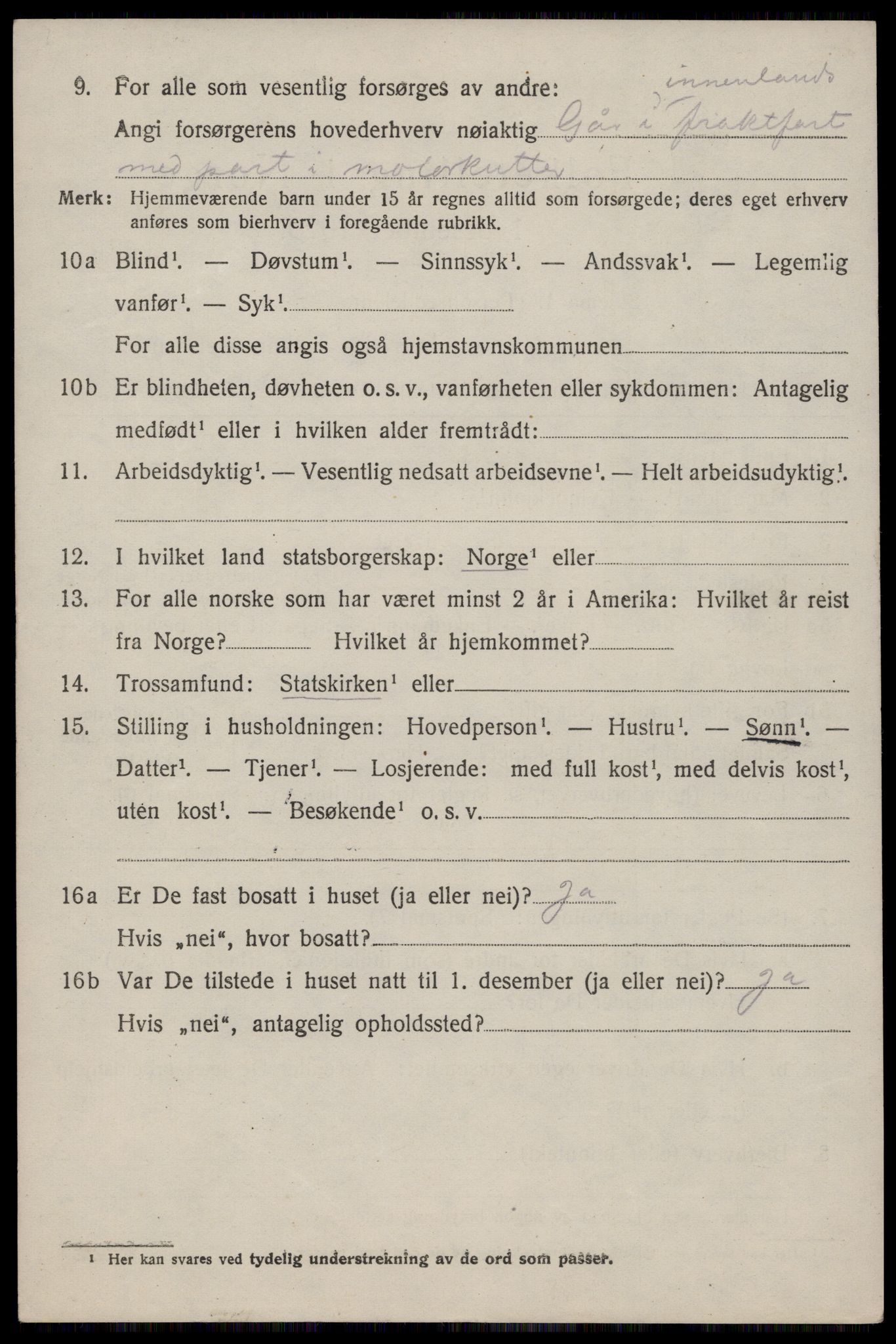 SAST, 1920 census for Sokndal, 1920, p. 2096