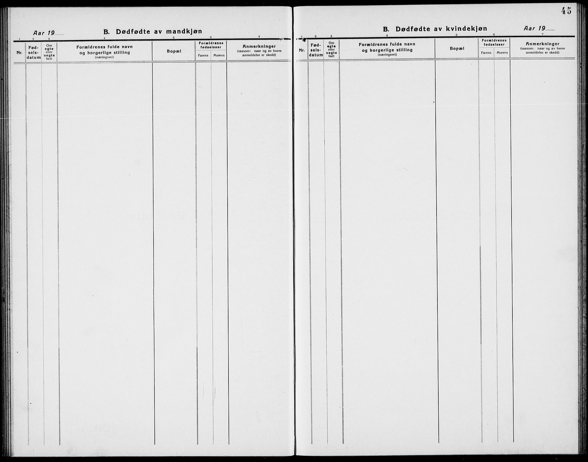 Ådal kirkebøker, AV/SAKO-A-248/G/Ga/L0005: Parish register (copy) no. I 5, 1921-1938, p. 45