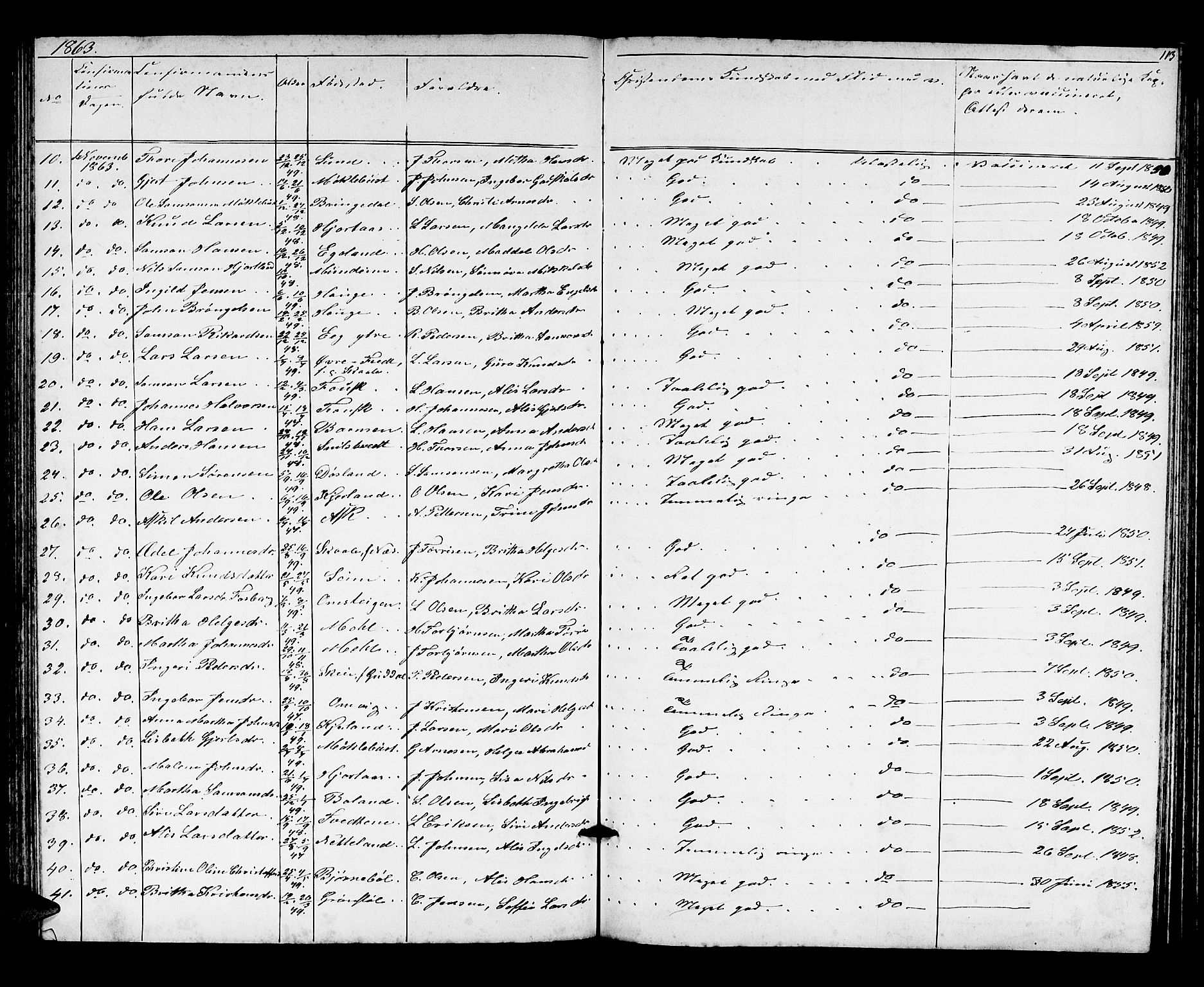 Kvinnherad sokneprestembete, AV/SAB-A-76401/H/Hab: Parish register (copy) no. A 1, 1856-1873, p. 113