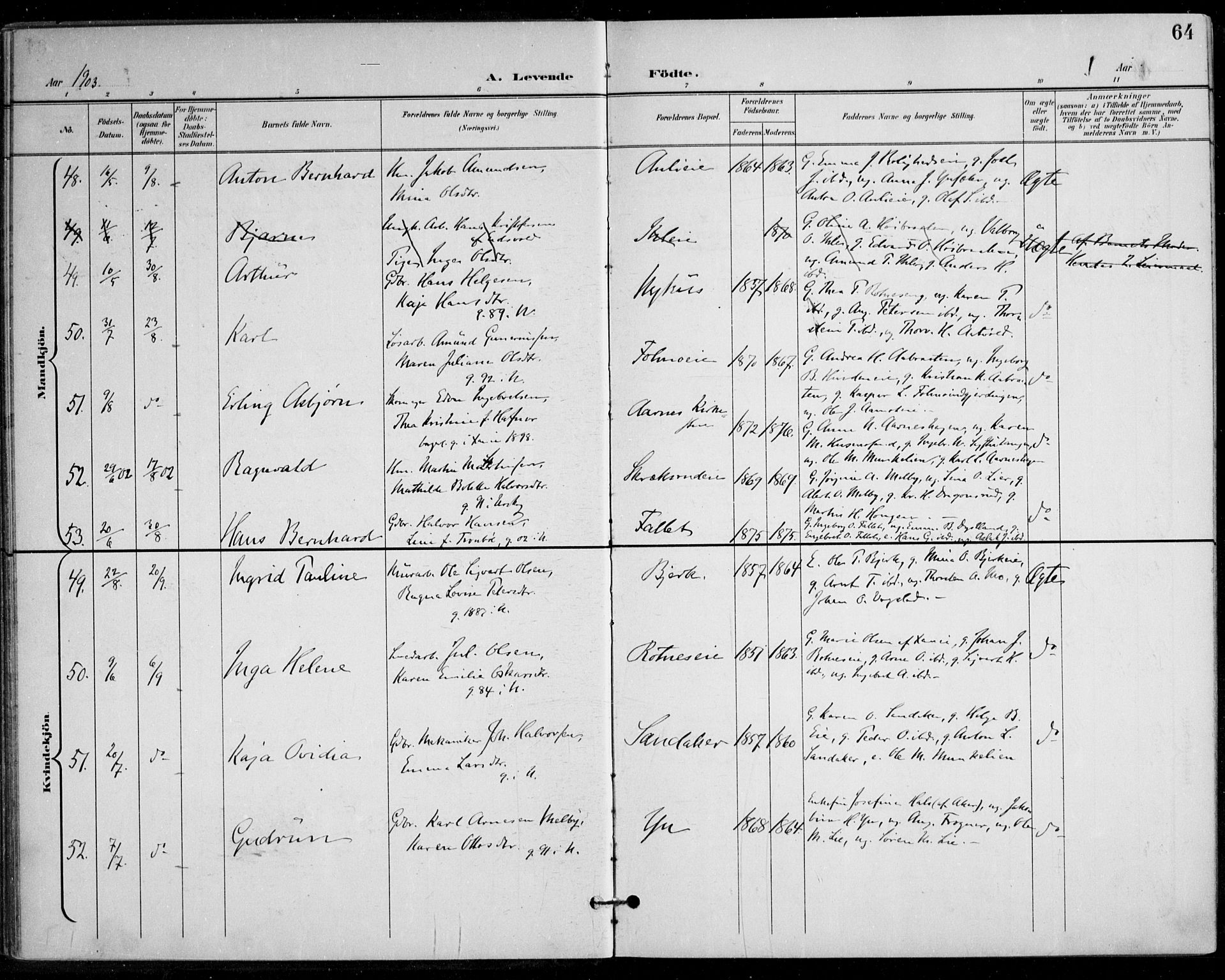 Nes prestekontor Kirkebøker, AV/SAO-A-10410/F/Fa/L0011: Parish register (official) no. I 11, 1899-1918, p. 64