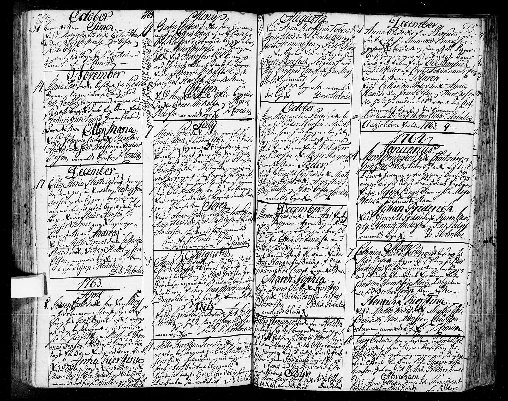 Oslo domkirke Kirkebøker, SAO/A-10752/F/Fa/L0004: Parish register (official) no. 4, 1743-1786, p. 854-855