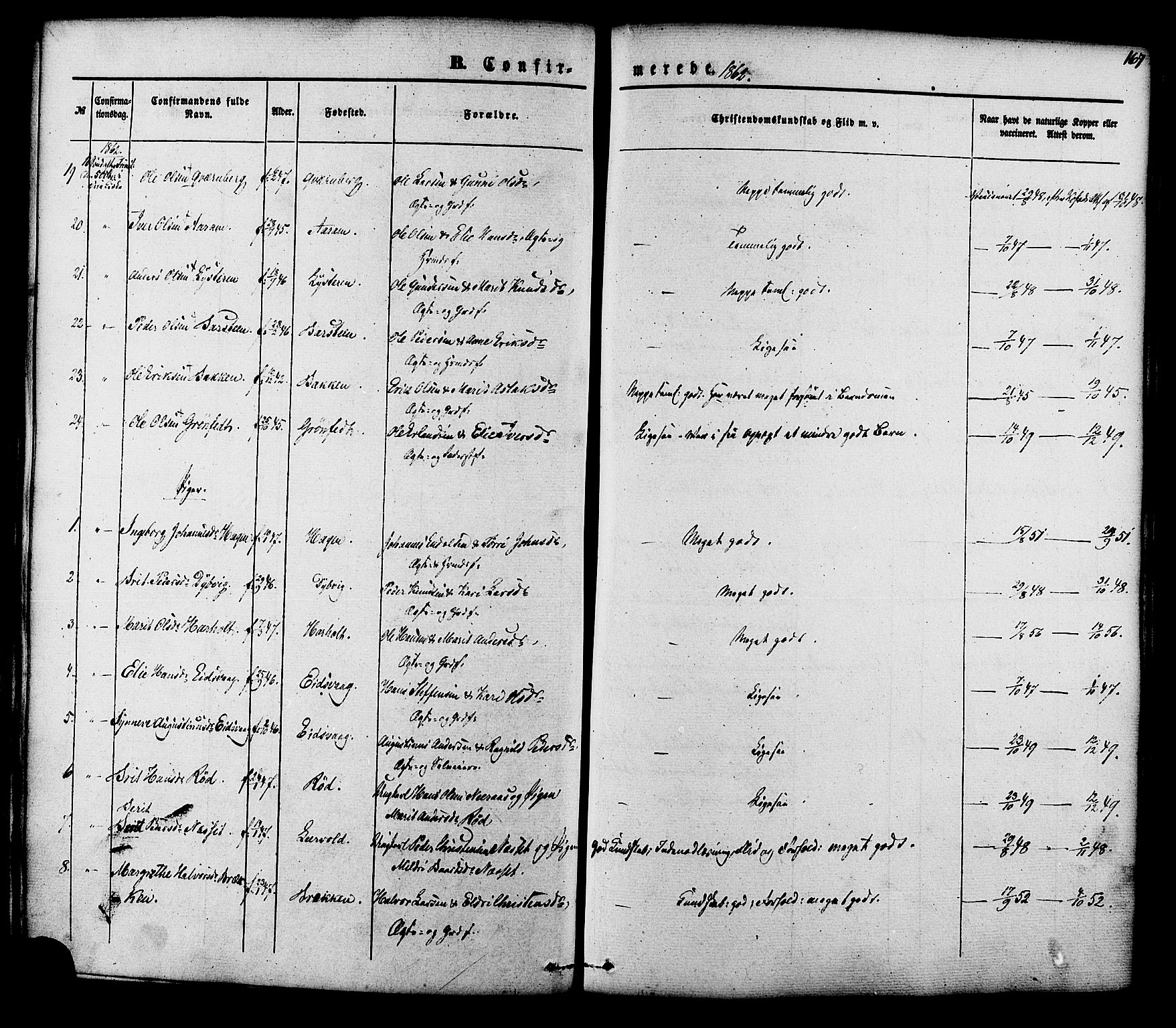 Ministerialprotokoller, klokkerbøker og fødselsregistre - Møre og Romsdal, AV/SAT-A-1454/551/L0625: Parish register (official) no. 551A05, 1846-1879, p. 167